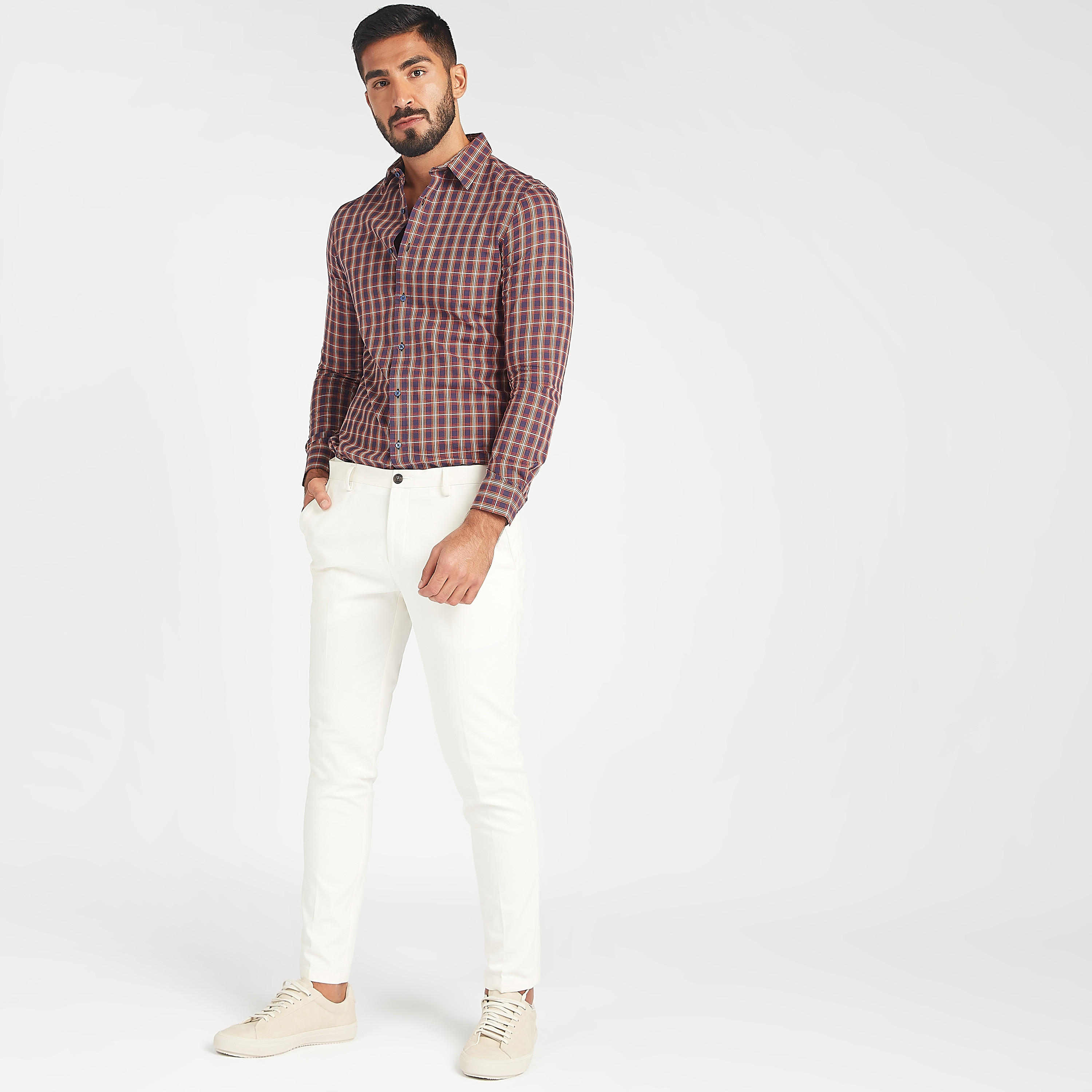 قميص مستدام كاروهات بياقة عادية وأكمام طويلة-men-clothing-shirts-image-3