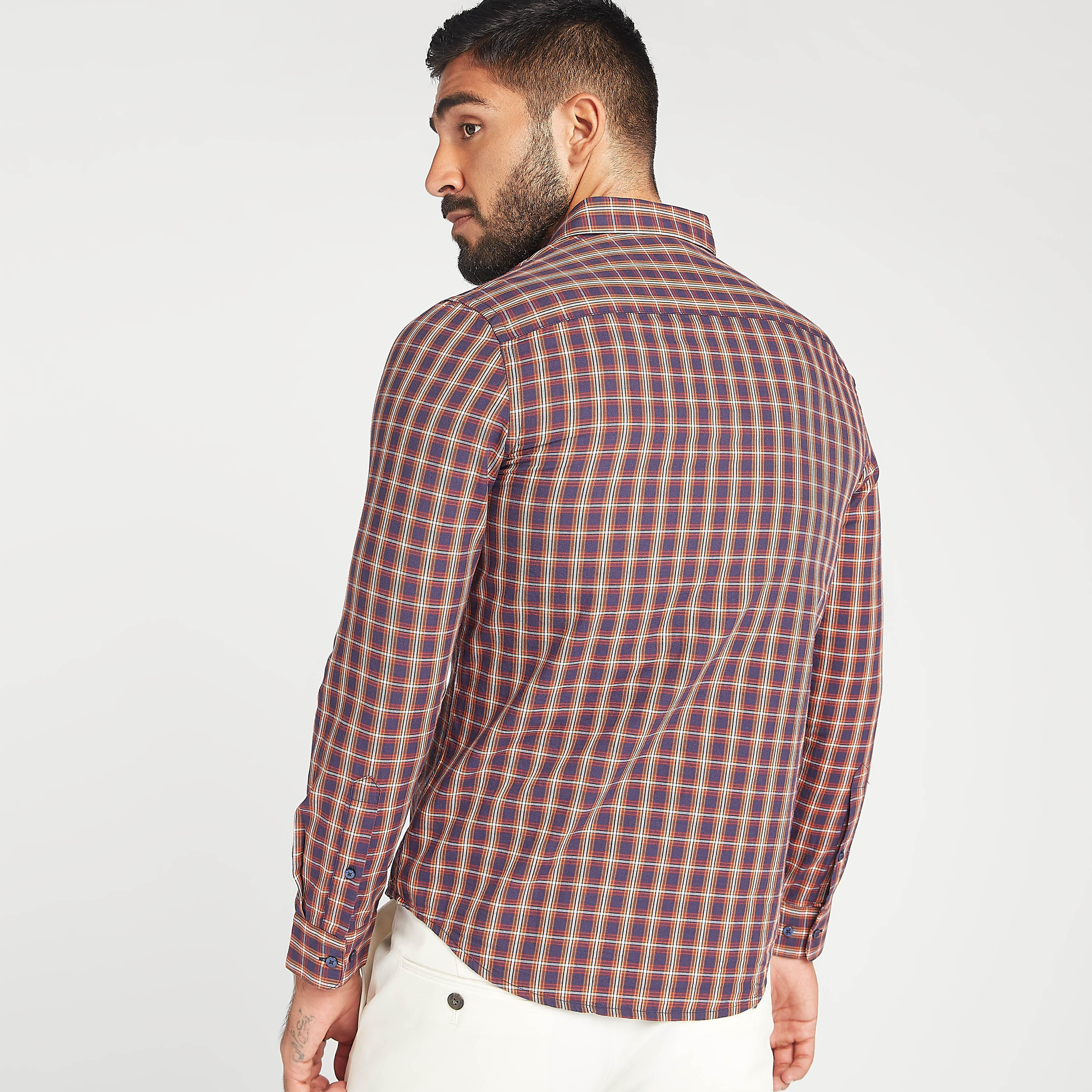 قميص مستدام كاروهات بياقة عادية وأكمام طويلة-men-clothing-shirts-image-4
