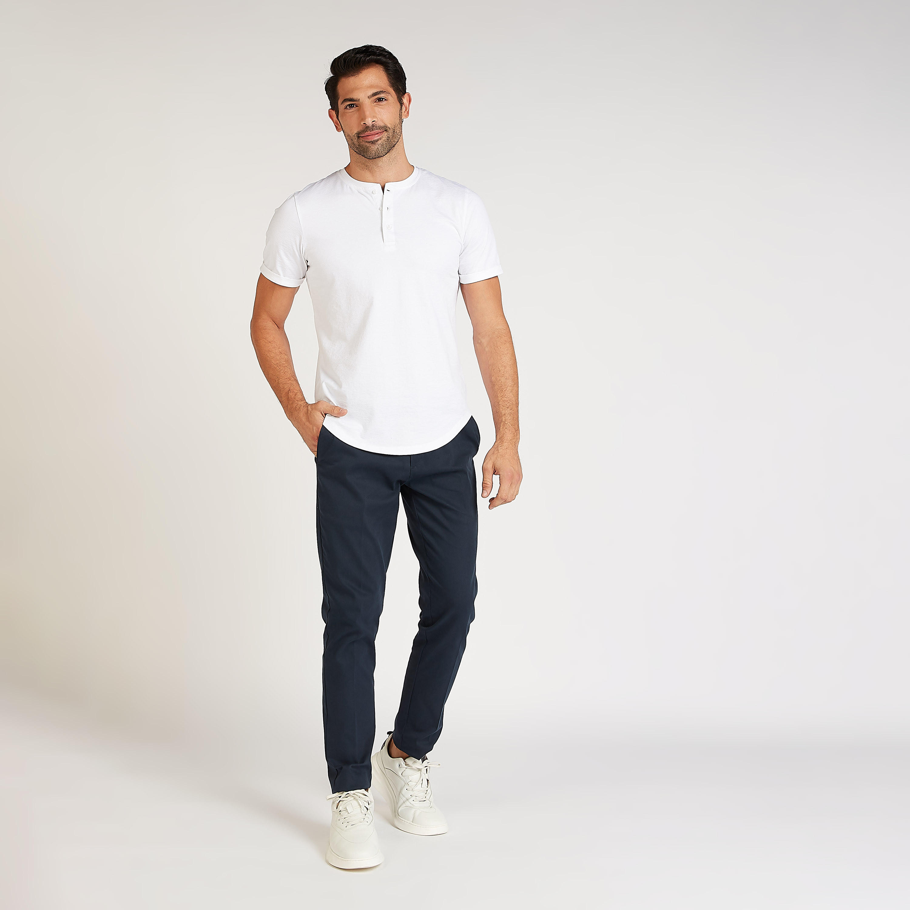 تيشيرت سادة بياقة أزرار وأكمام قصيرة-men-clothing-tshirtsandpolos-tshirts-image-2