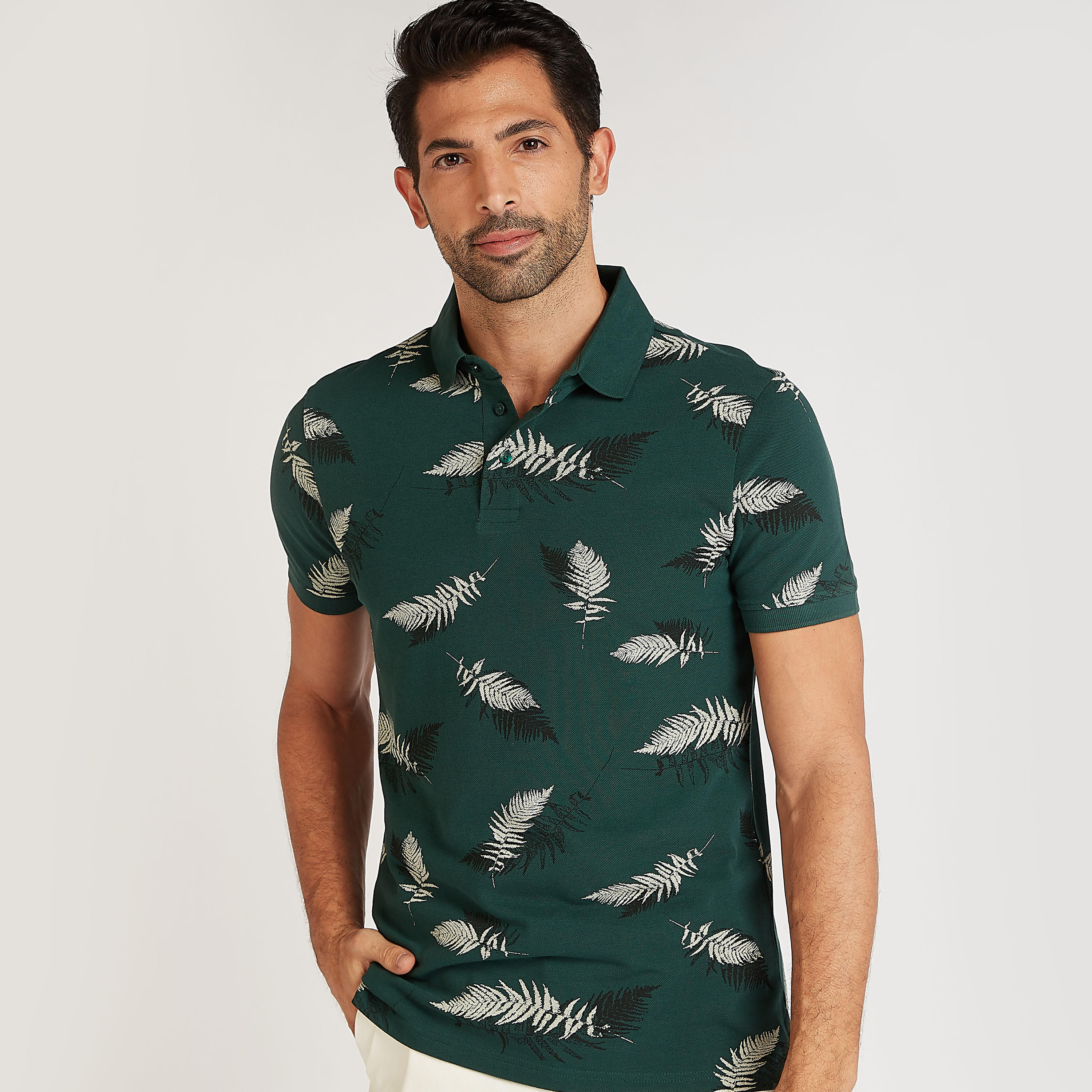 Sustainable Printed Polo T-shirt with Short Sleeves-men-clothing-tshirtsandpolos-polos-image-1