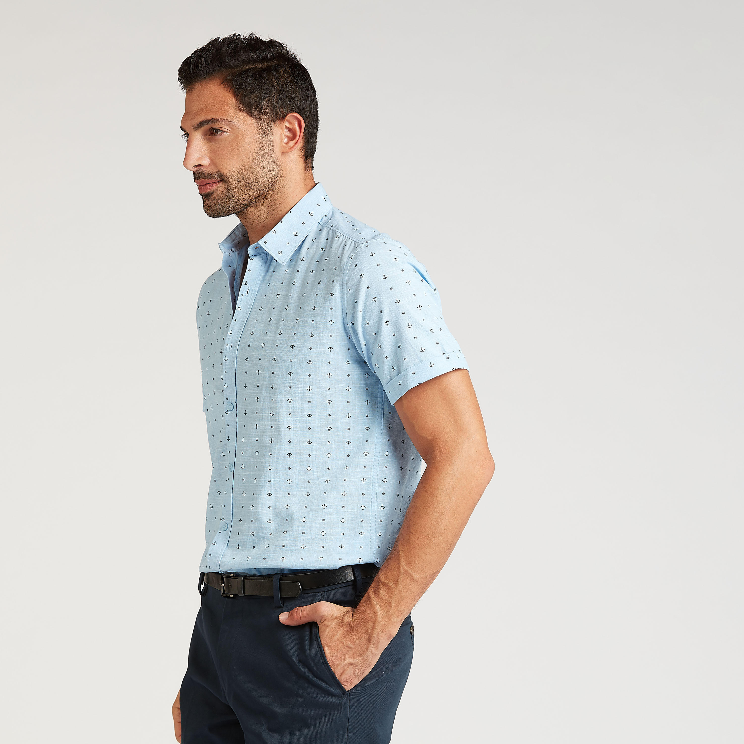 قميص مستدام سليم فيت بطبعات وأكمام قصيرة-men-clothing-shirts-image-5