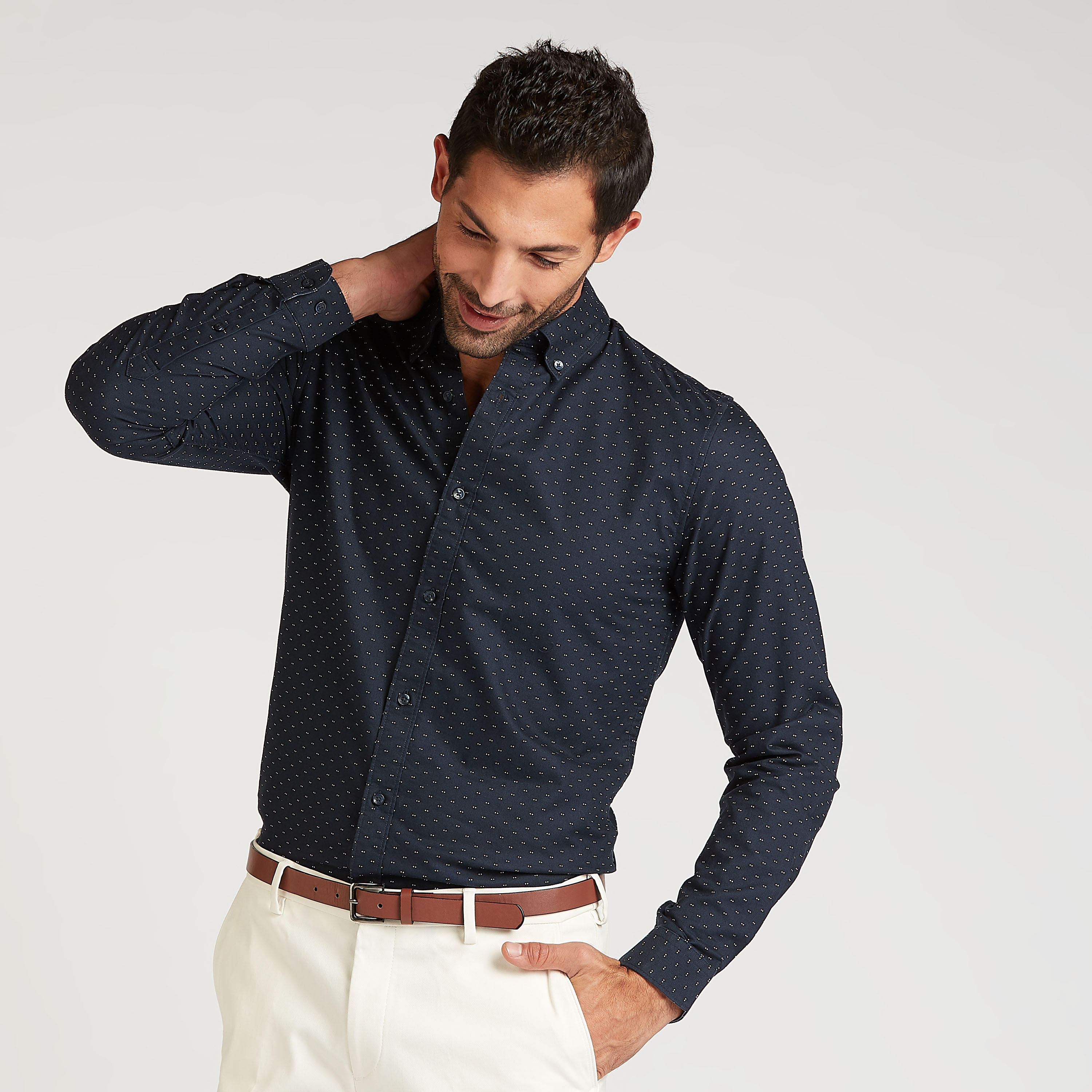 قميص مستدام بياقة عادية وأكمام طويلة وطبعات-men-clothing-shirts-image-1
