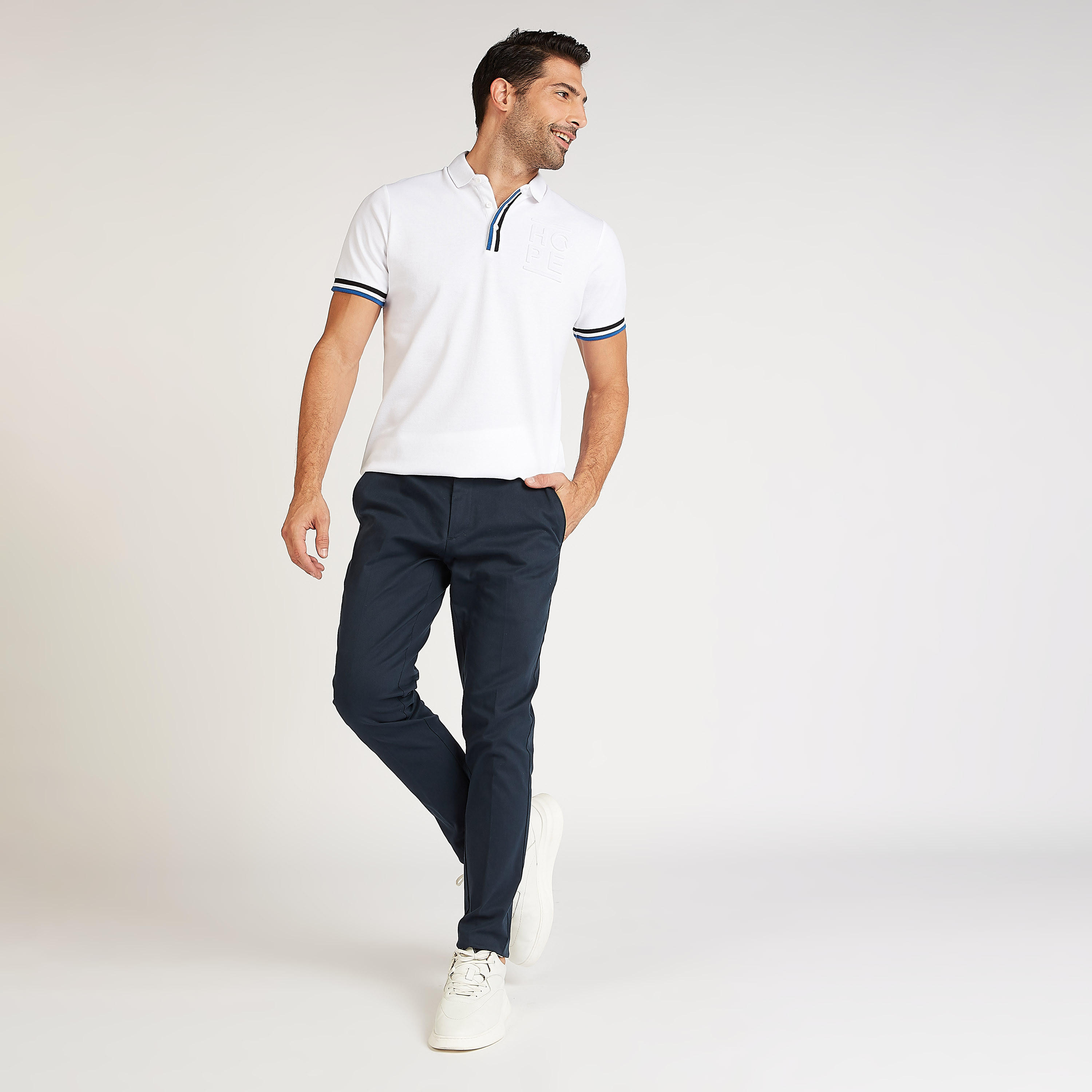 Textured Polo T-shirt with Short Sleeves-men-clothing-tshirtsandpolos-polos-image-2