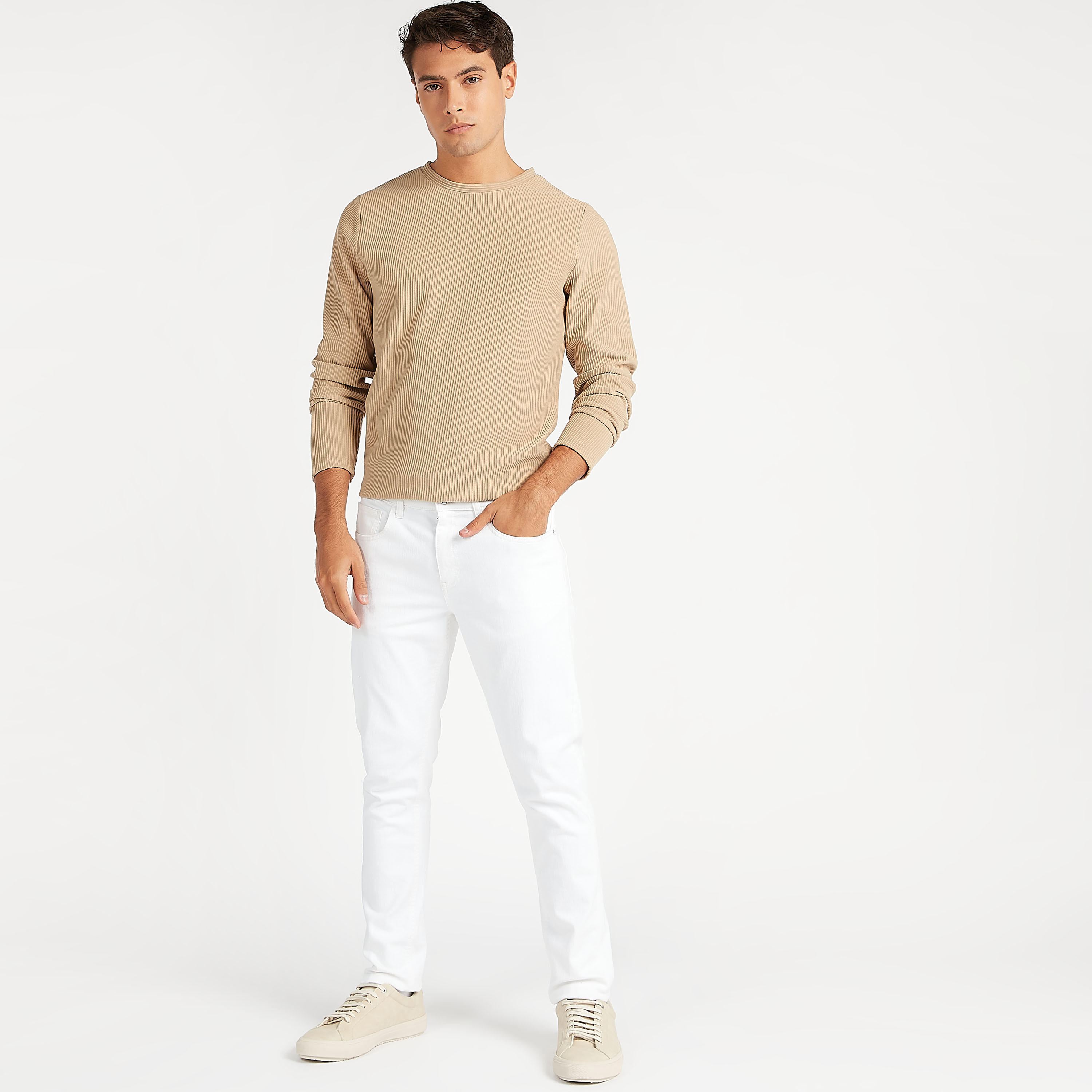 Textured Sweatshirt with Long Sleeves and Crew Neck-men-winterwear-hoodiesandsweatshirts-image-2