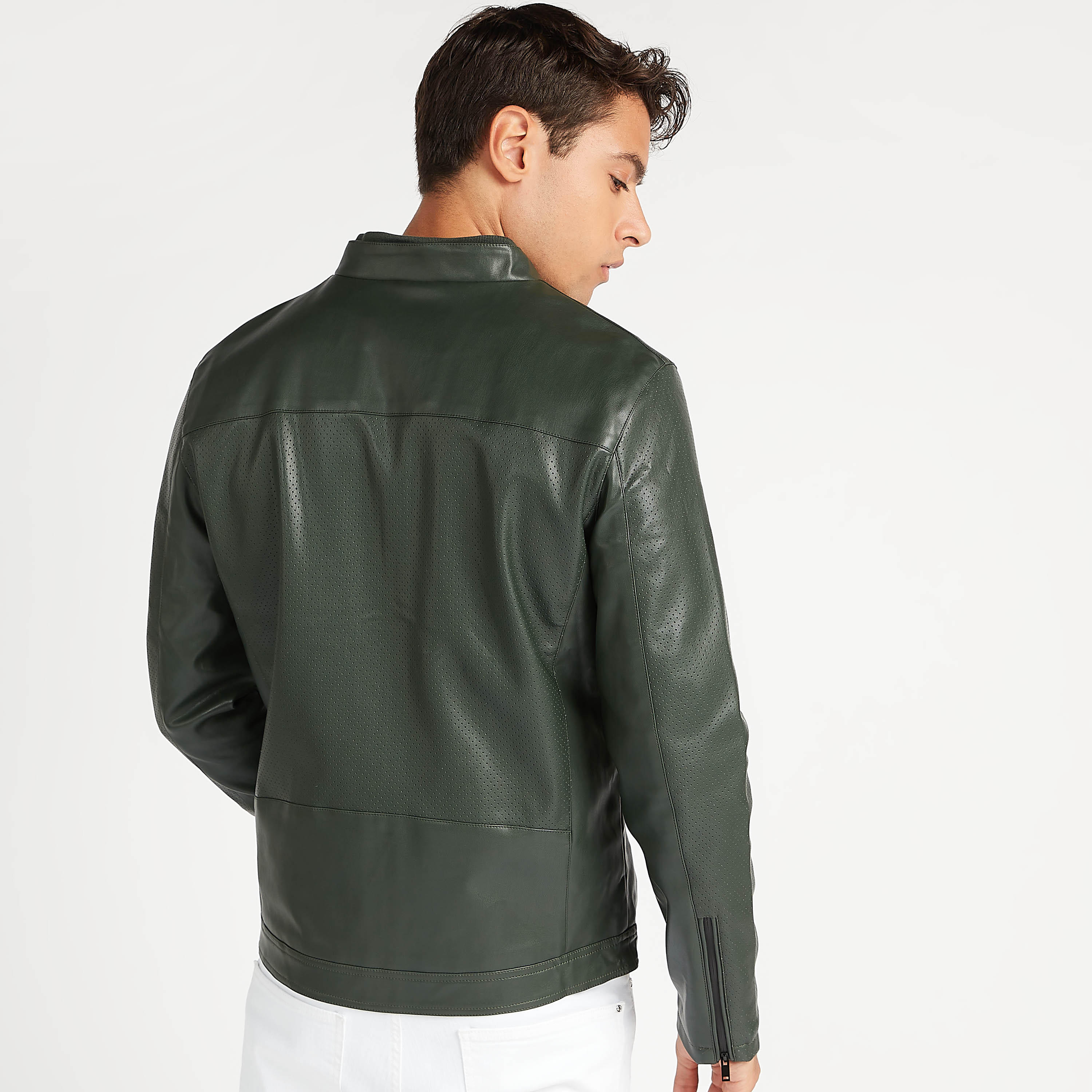 Textured Zip Through Biker Jacket with Long Sleeves and Pockets-men-clothing-jacketsandblazers-jackets-image-4