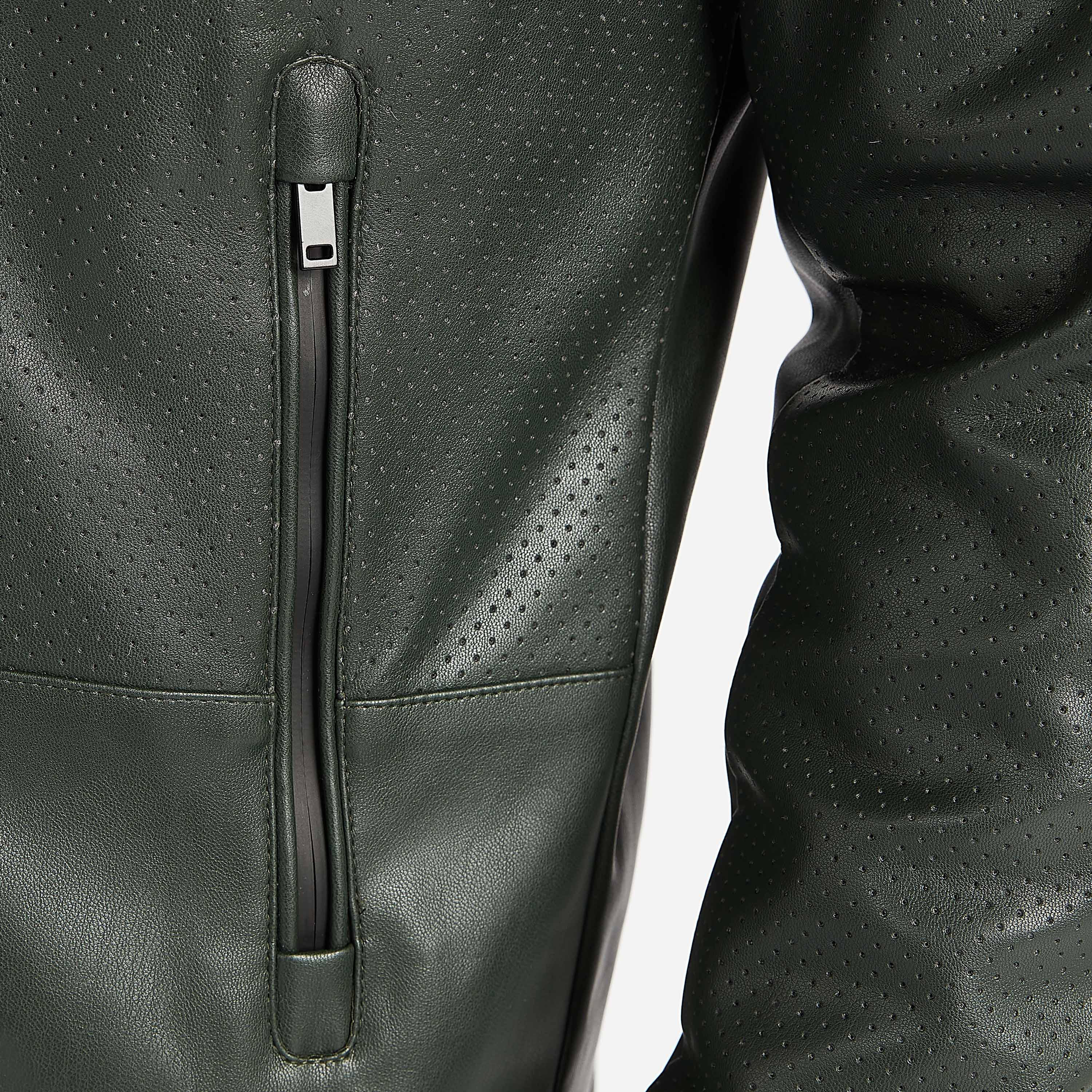 Textured Zip Through Biker Jacket with Long Sleeves and Pockets-men-clothing-jacketsandblazers-jackets-image-5