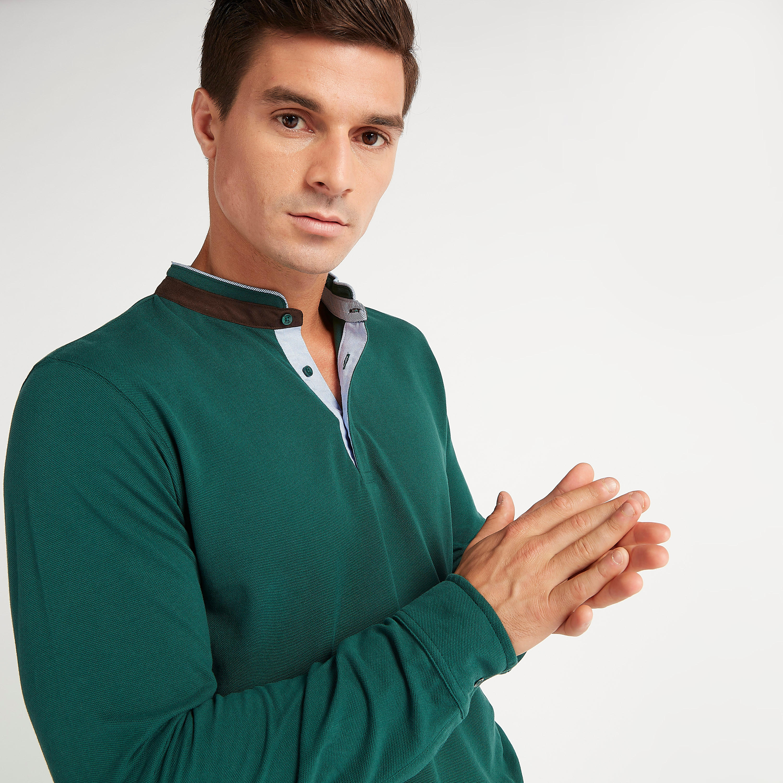 تيشيرت مستدام سادة بياقة هينلي وأكمام طويلة-men-clothing-tshirtsandpolos-tshirts-image-1