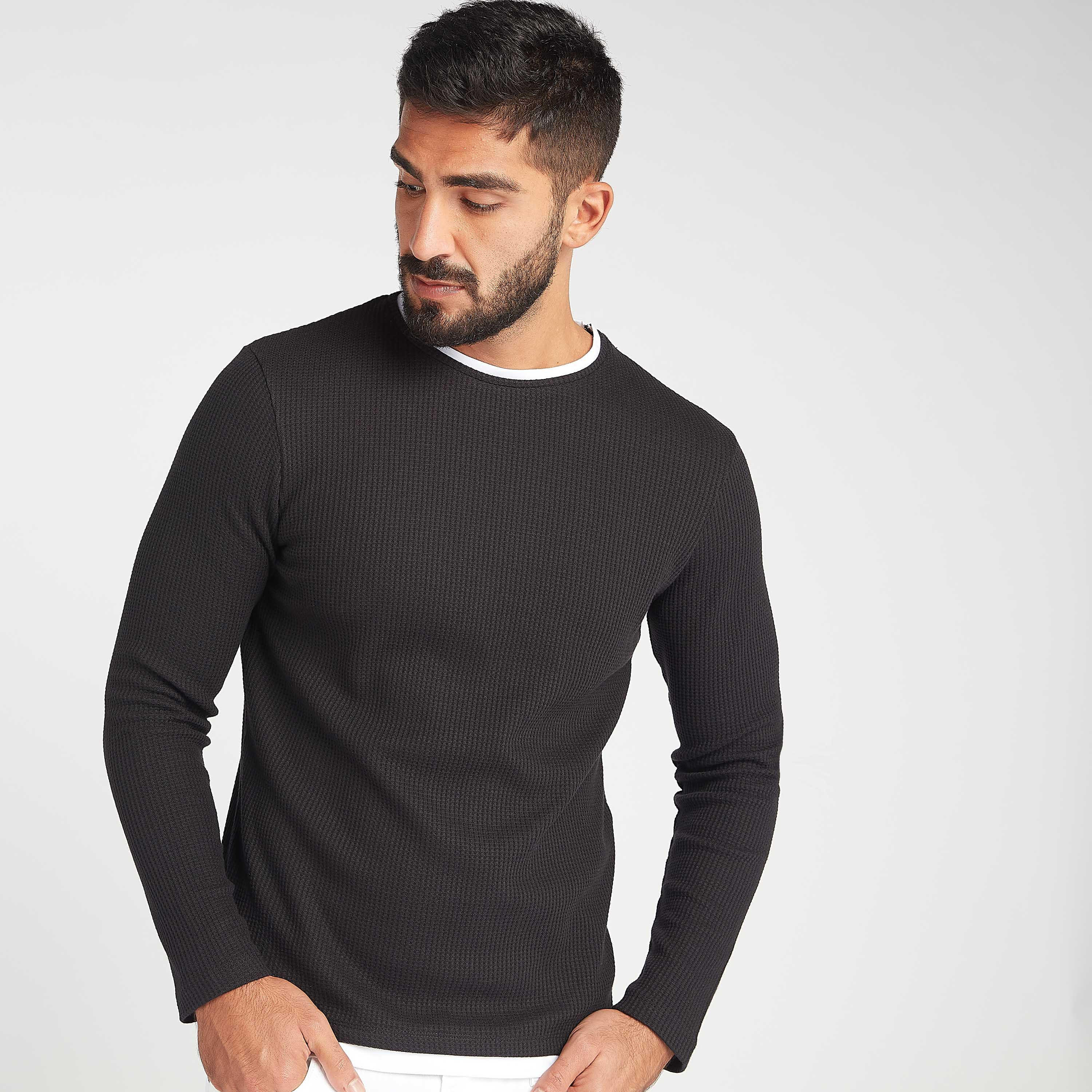سويت شيرت مستدام بارز الملمس بياقة ضيّقة وأكمام طويلة-men-winterwear-hoodiesandsweatshirts-image-2