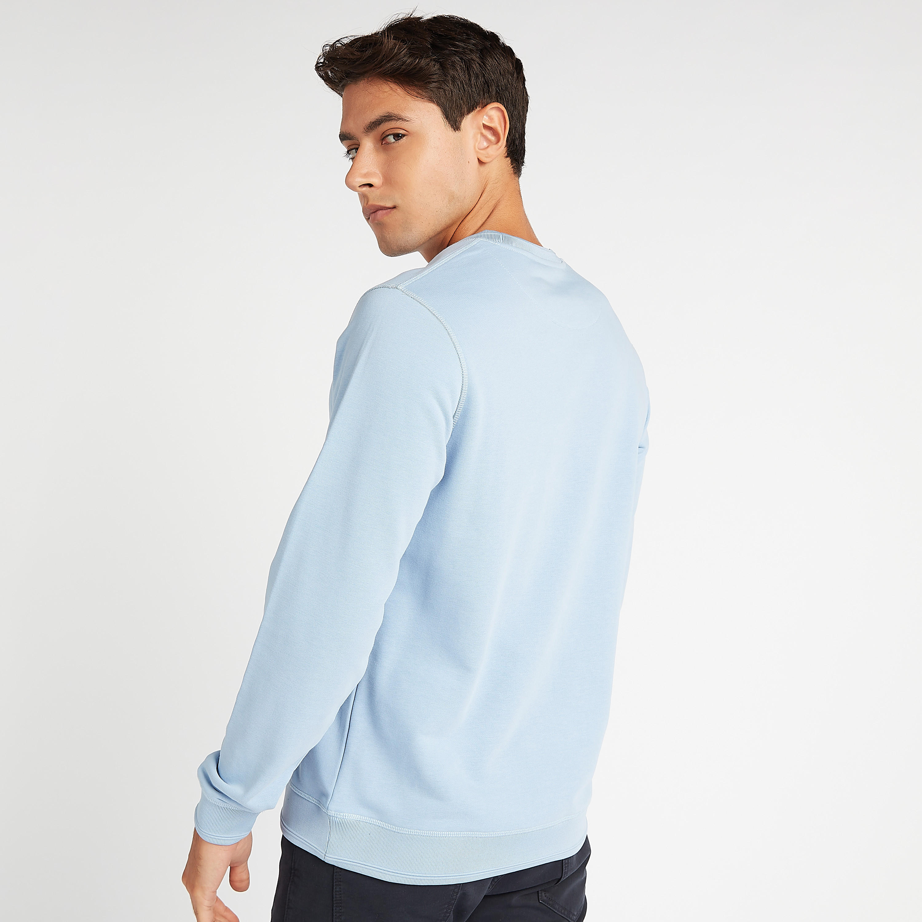 Sustainable Embossed Sweatshirt with Crew Neck and Long Sleeves-men-winterwear-hoodiesandsweatshirts-image-4