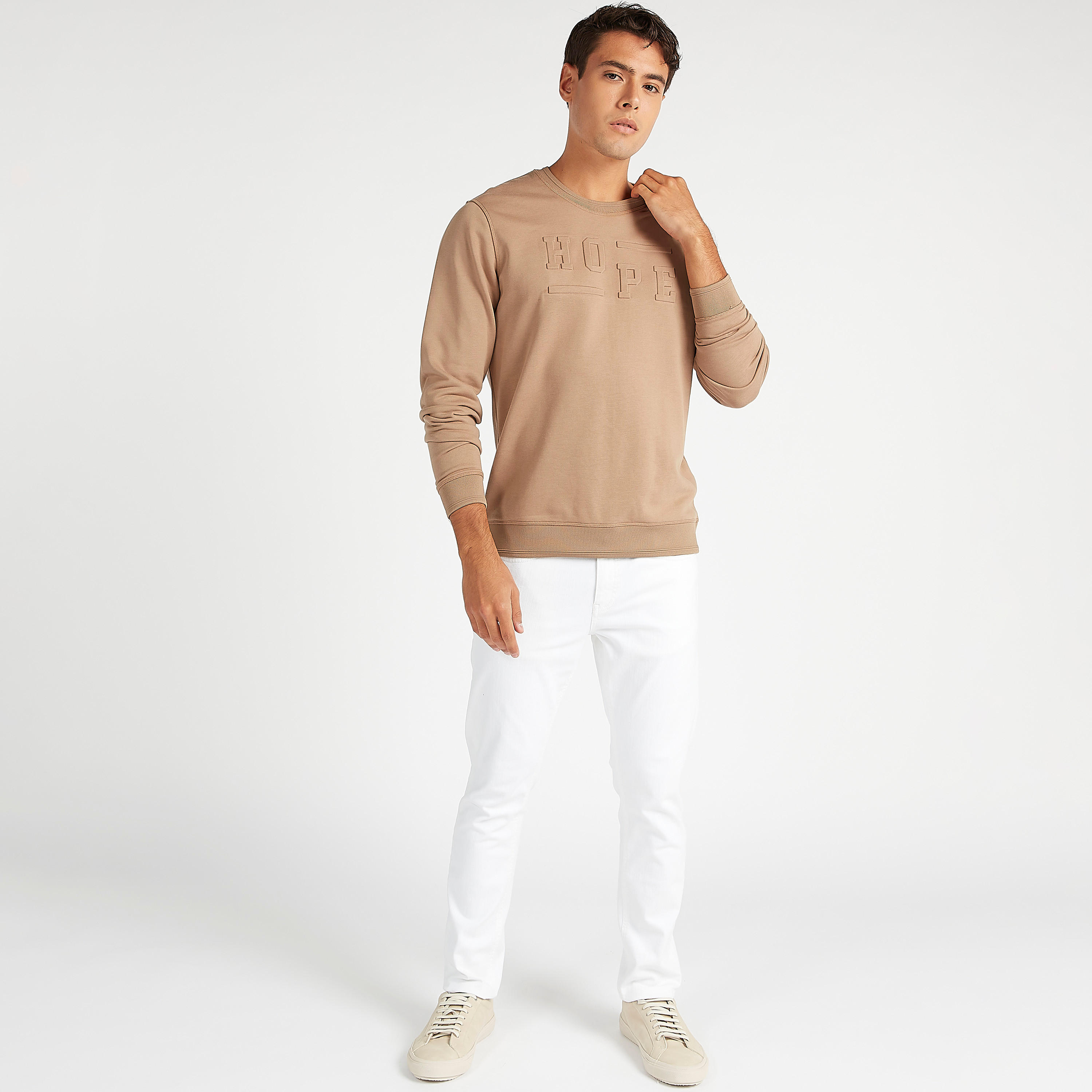 Sustainable Embossed Sweatshirt with Crew Neck and Long Sleeves-men-winterwear-hoodiesandsweatshirts-image-2
