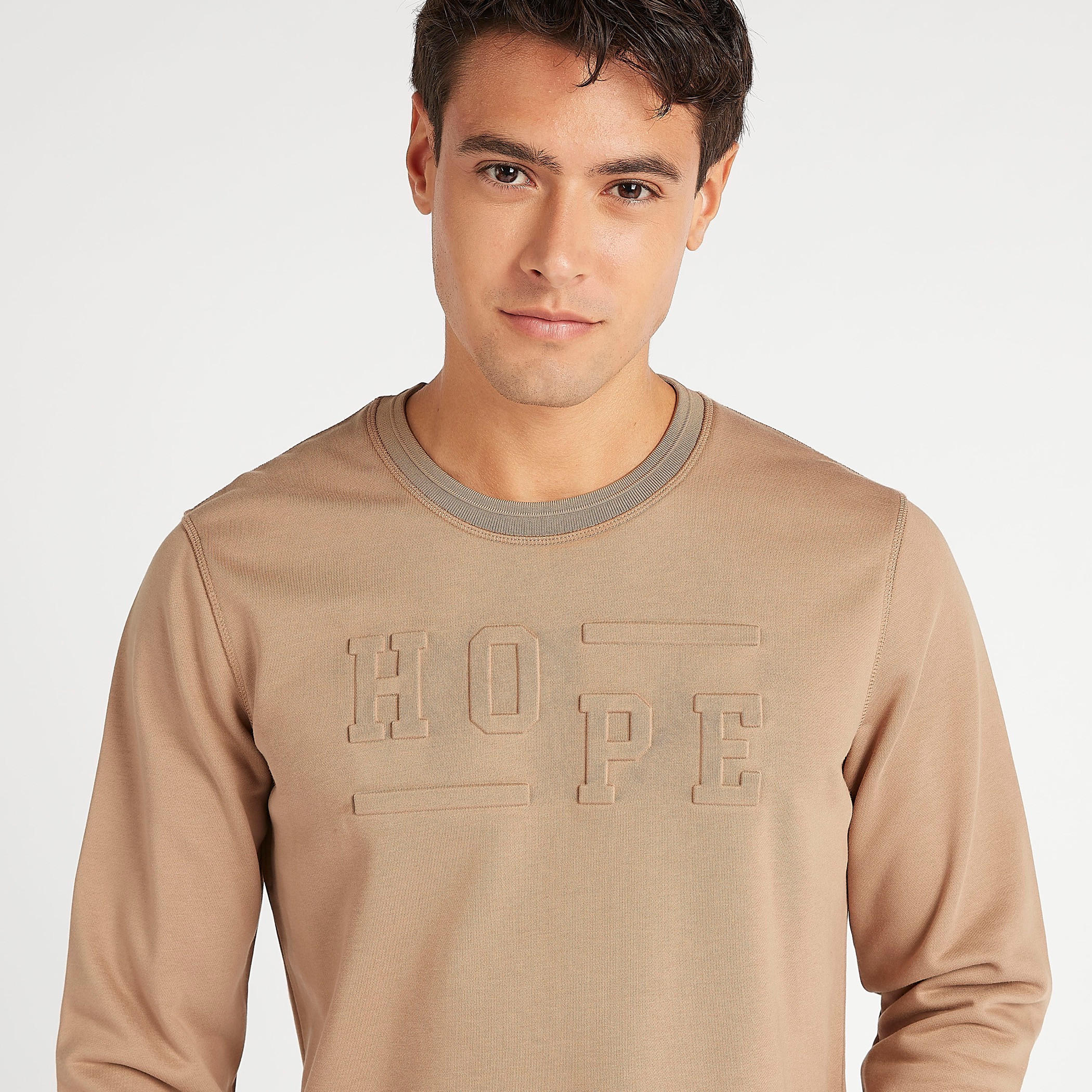 Sustainable Embossed Sweatshirt with Crew Neck and Long Sleeves-men-winterwear-hoodiesandsweatshirts-image-3