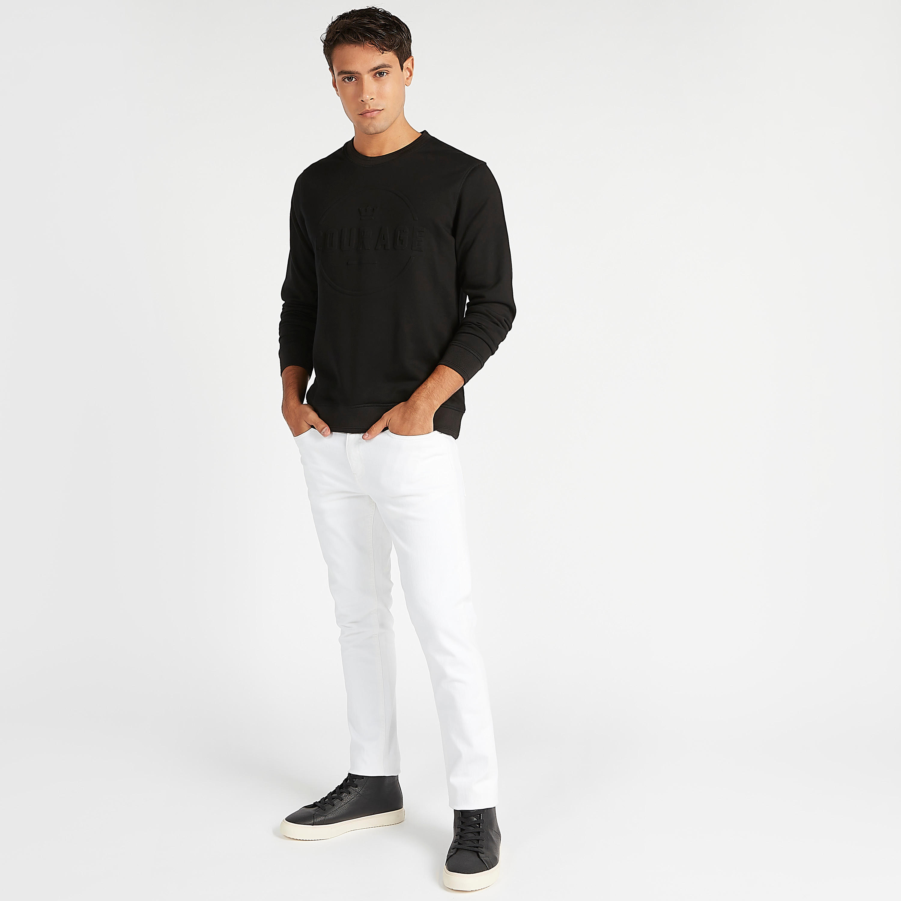 Sustainable Embossed Sweatshirt with Crew Neck and Long Sleeves-men-winterwear-hoodiesandsweatshirts-image-2