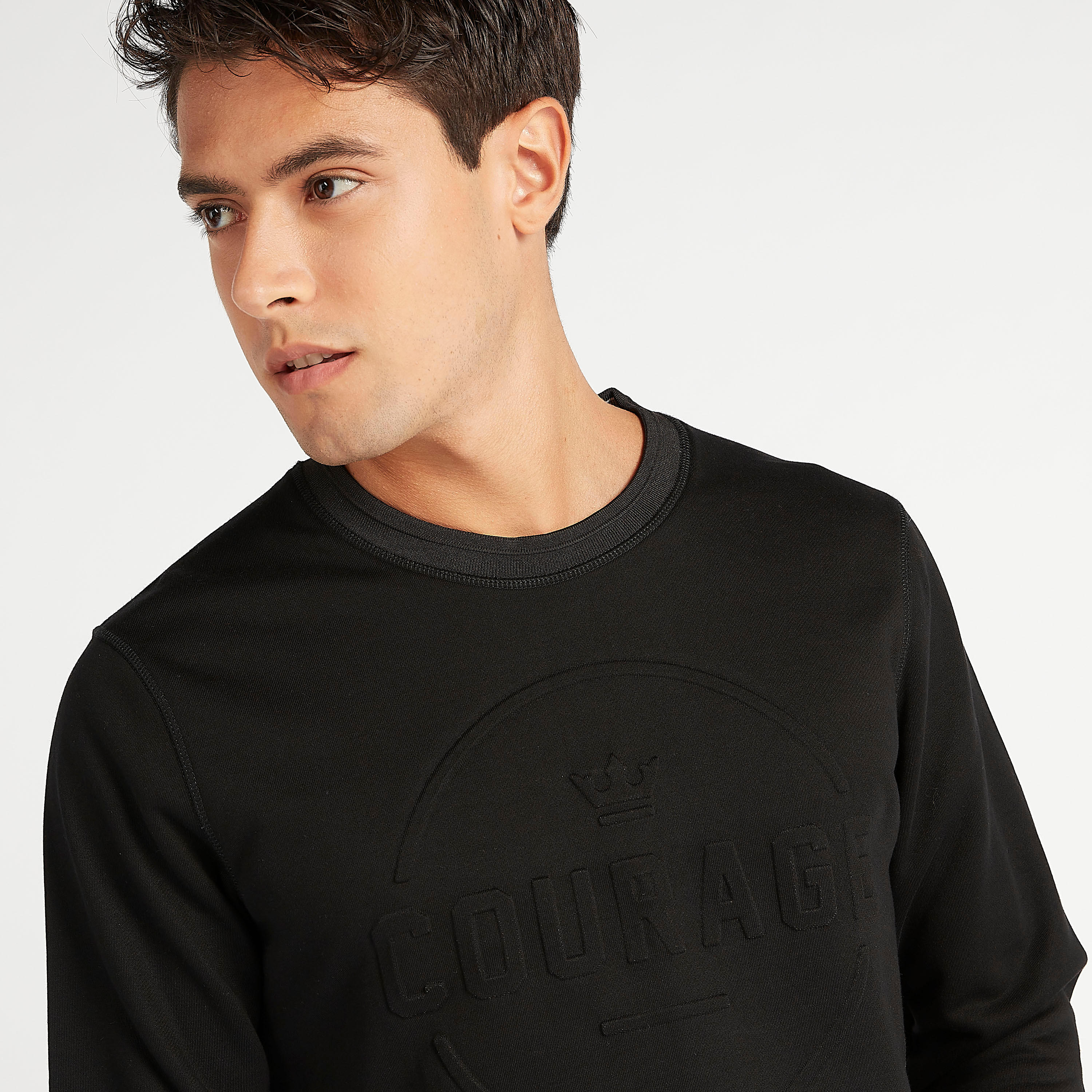 Sustainable Embossed Sweatshirt with Crew Neck and Long Sleeves-men-winterwear-hoodiesandsweatshirts-image-3