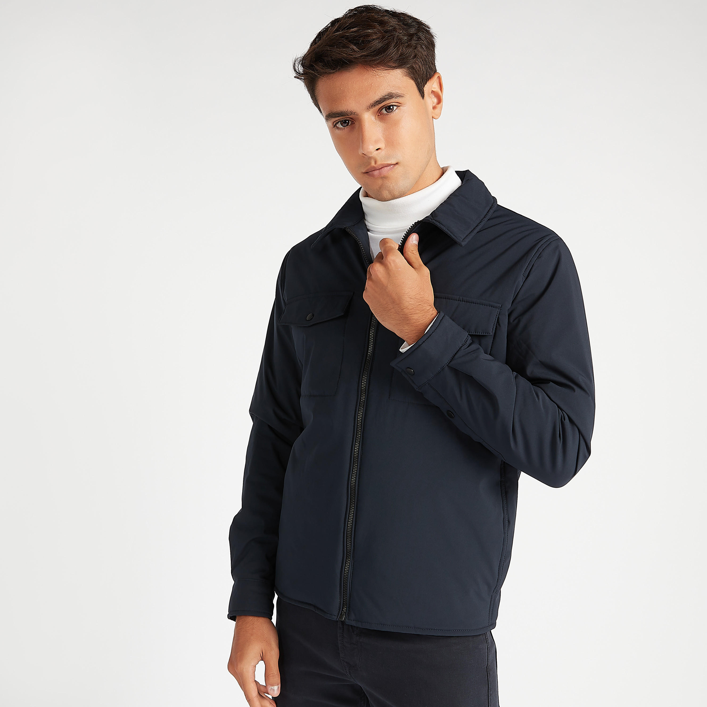 جاكيت هارينجتون خفيف سادة بسحّاب وجيوب بطيّة-men-clothing-jacketsandblazers-jackets-image-9