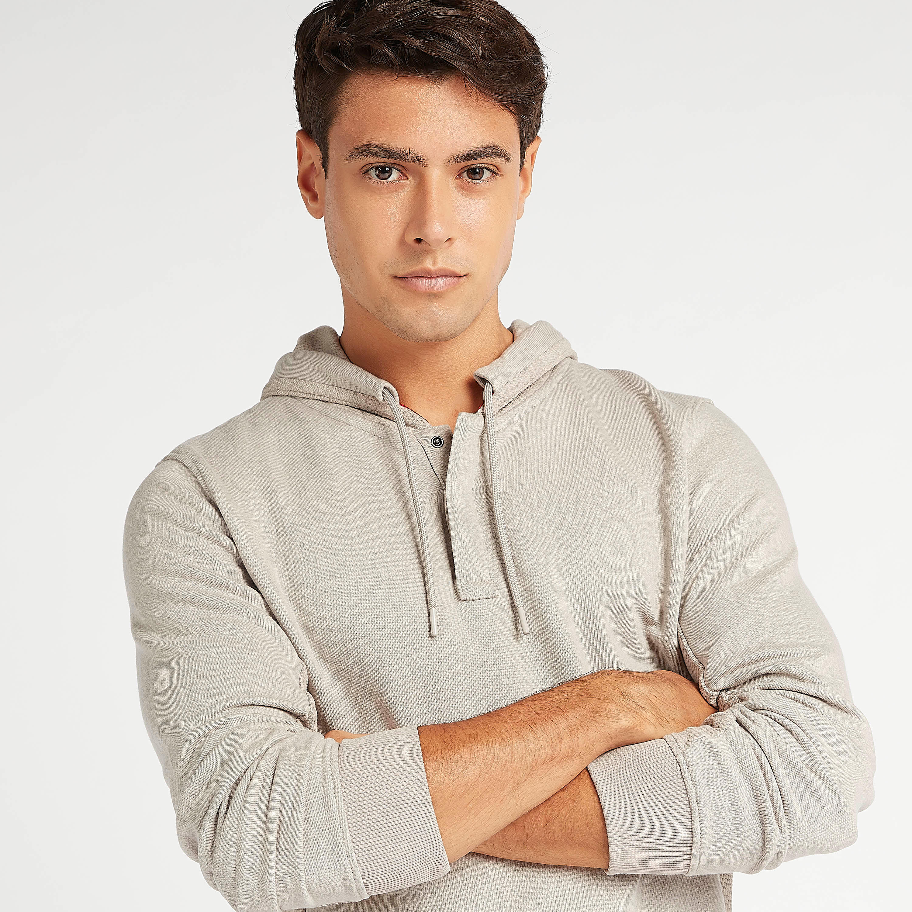 Textured Long Sleeves Hoodie with Button Placket-men-winterwear-hoodiesandsweatshirts-image-3