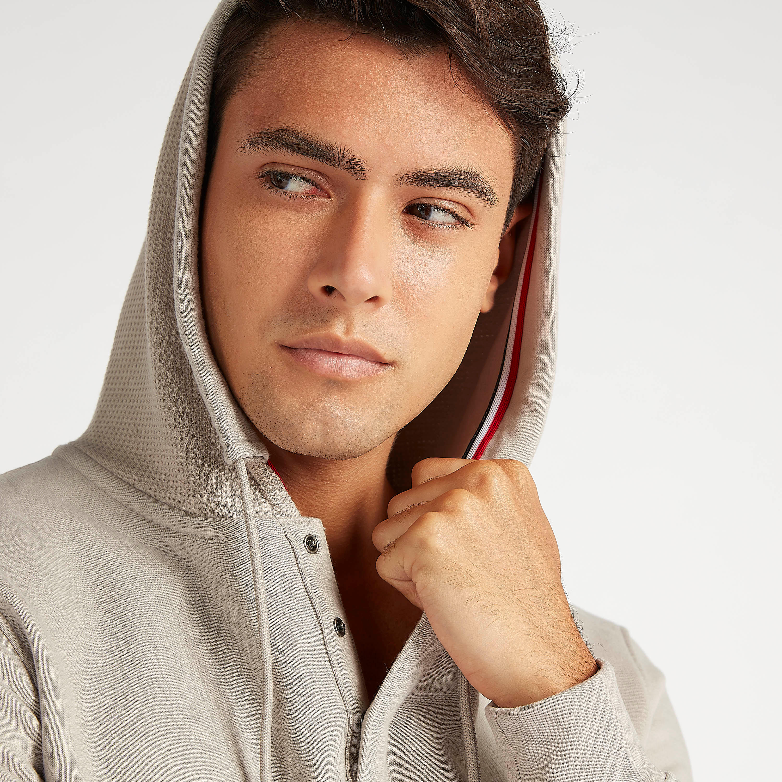 Textured Long Sleeves Hoodie with Button Placket-men-winterwear-hoodiesandsweatshirts-image-6