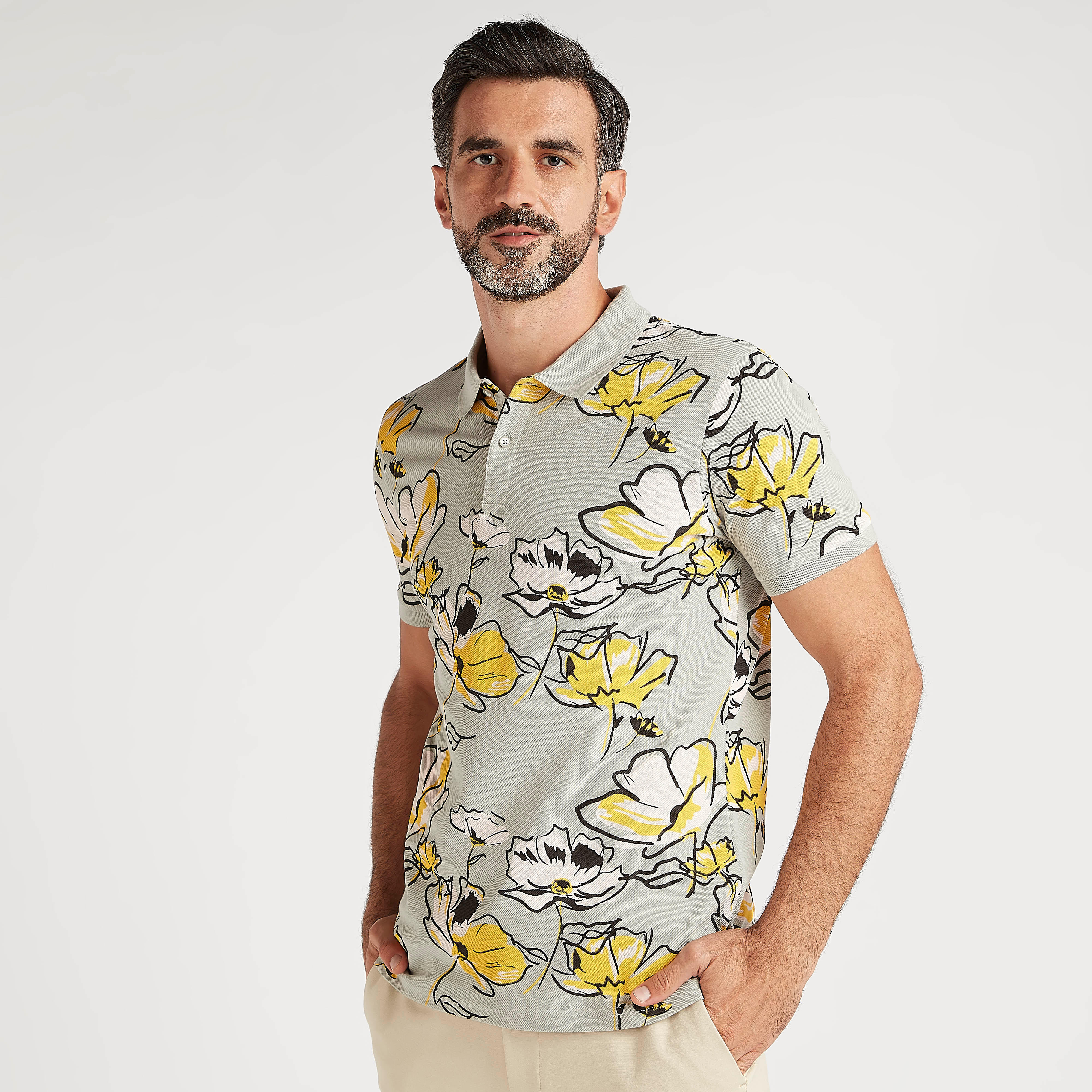 تيشيرت بولو بأكمام قصيرة و طبعات أزهار-men-clothing-tshirtsandpolos-polos-image-4