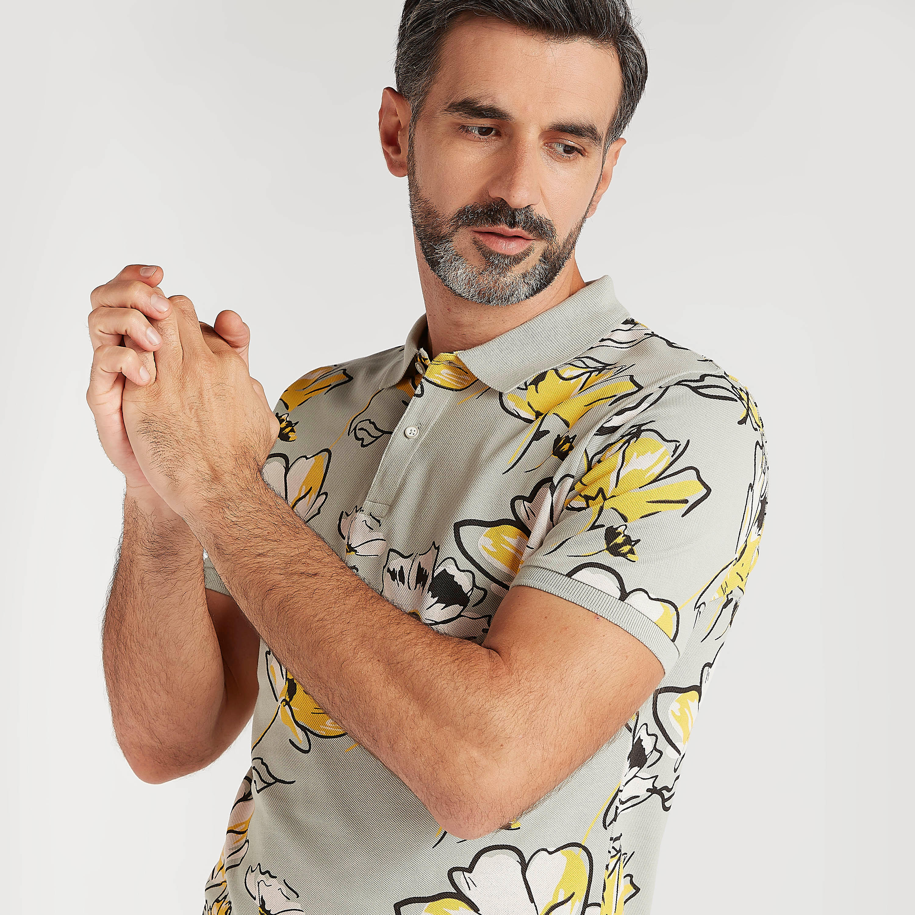 تيشيرت بولو بأكمام قصيرة و طبعات أزهار-men-clothing-tshirtsandpolos-polos-image-1