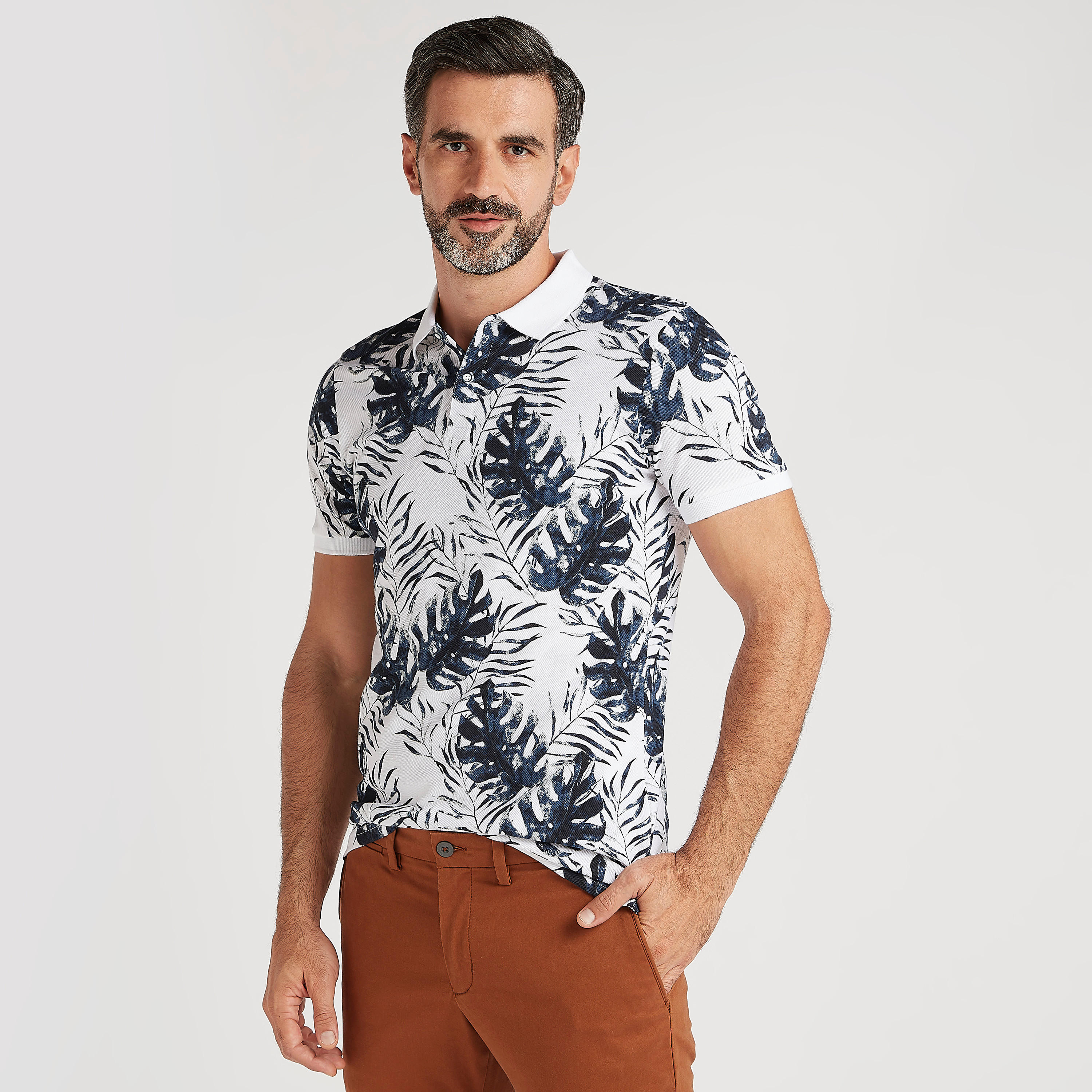 Printed Polo T-shirt with Short Sleeves-men-clothing-tshirtsandpolos-polos-image-1