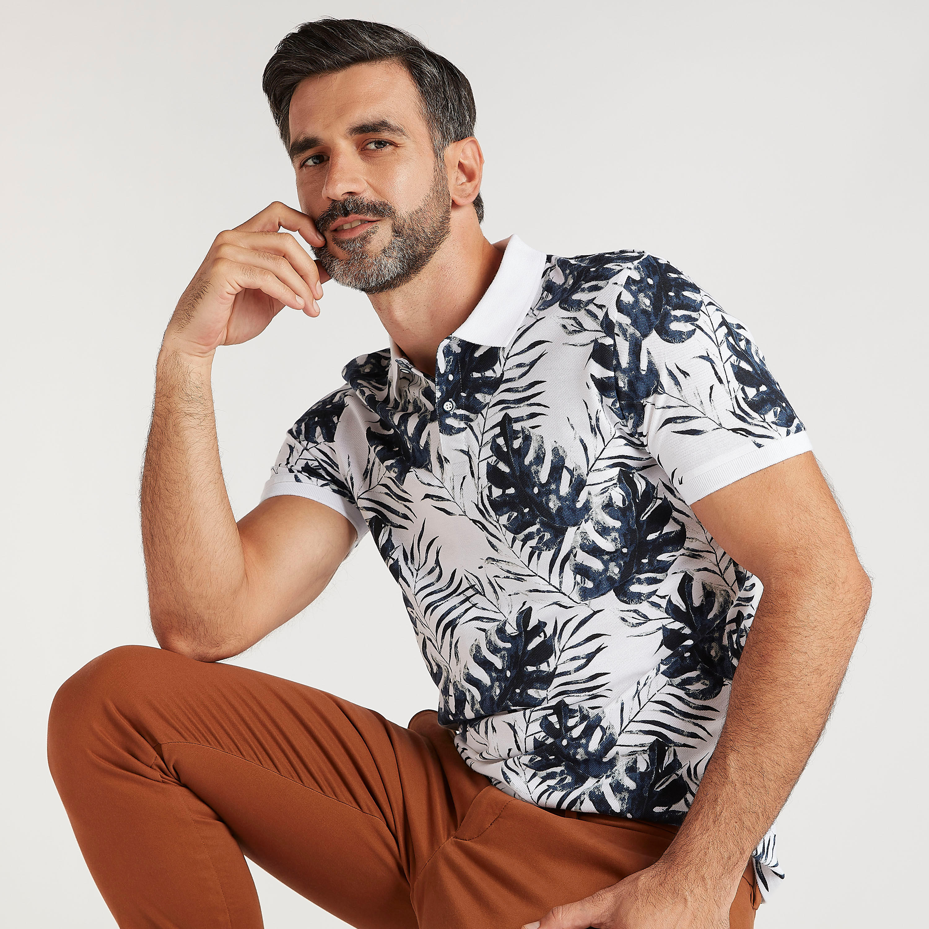Printed Polo T-shirt with Short Sleeves-men-clothing-tshirtsandpolos-polos-image-5