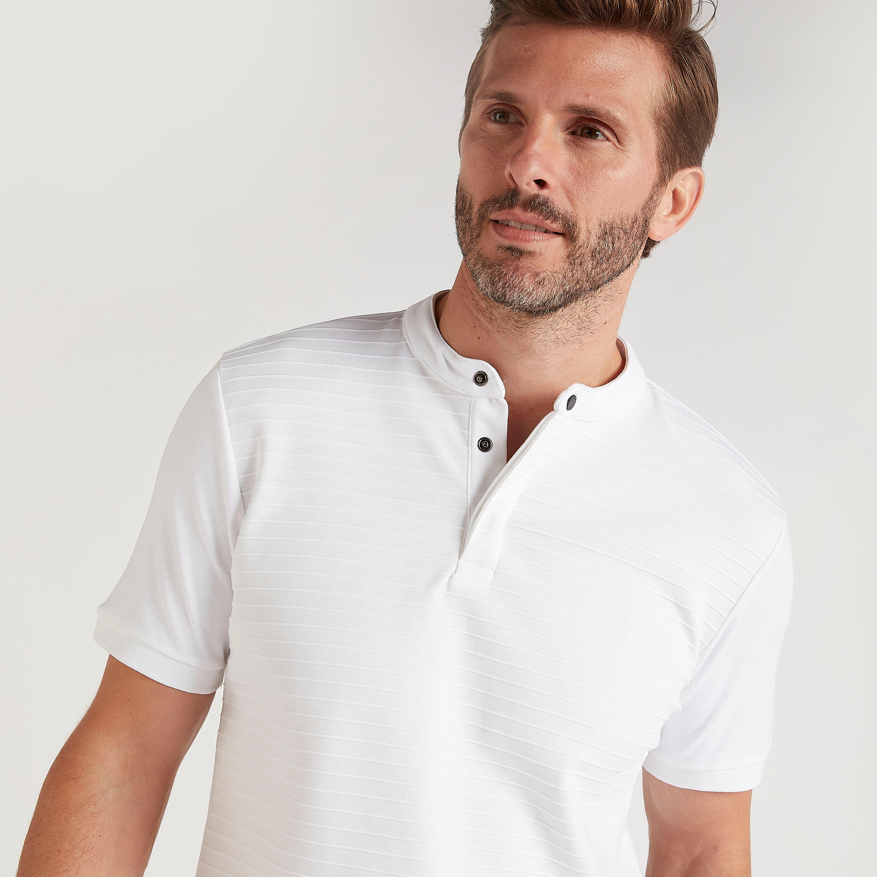 قميص مخطط بياقة ماندارين وأكمام قصيرة-men-clothing-tshirtsandpolos-tshirts-image-5