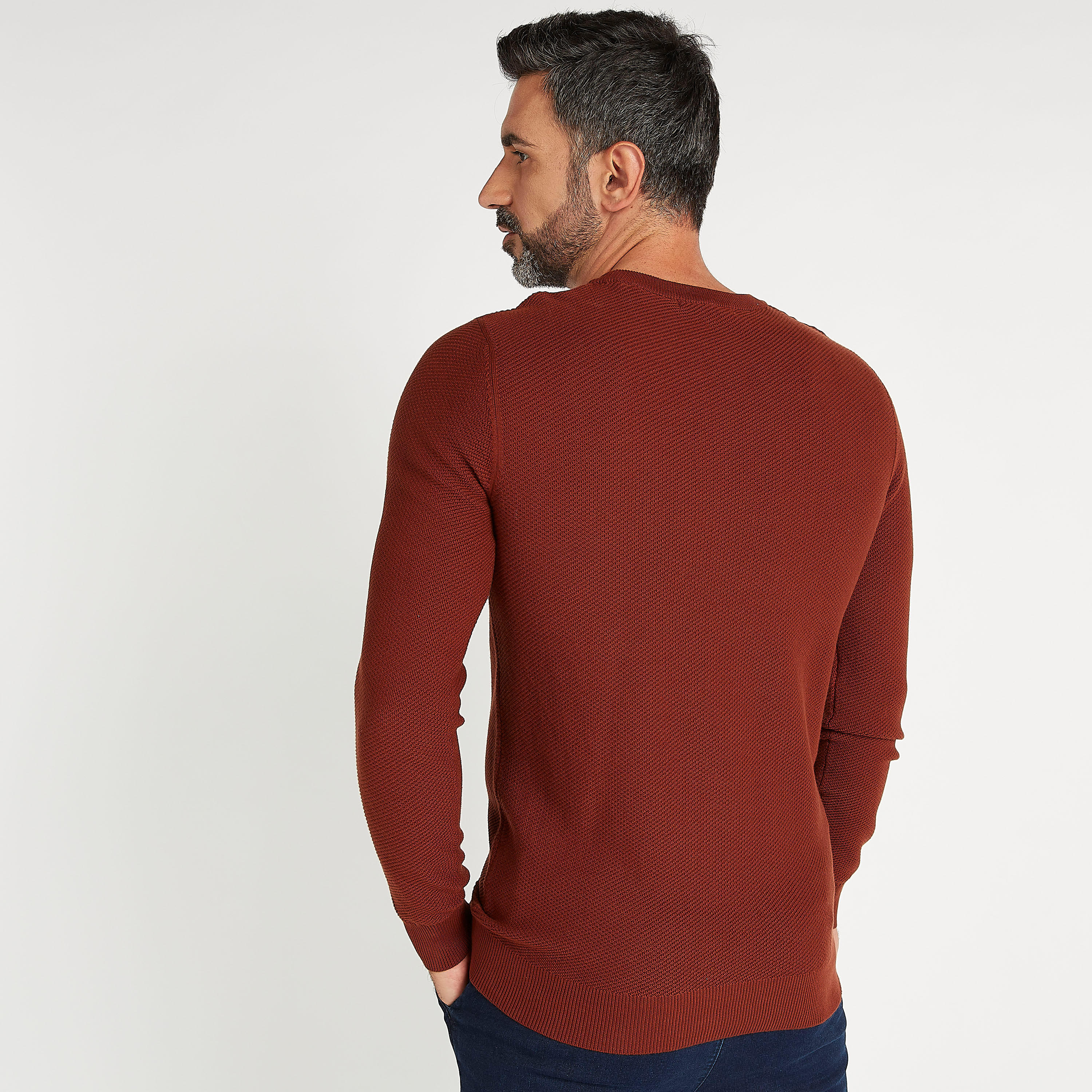 Textured Sweater with Long Sleeves and Crew Neck-men-clothing-sweatersandpullovers-image-4
