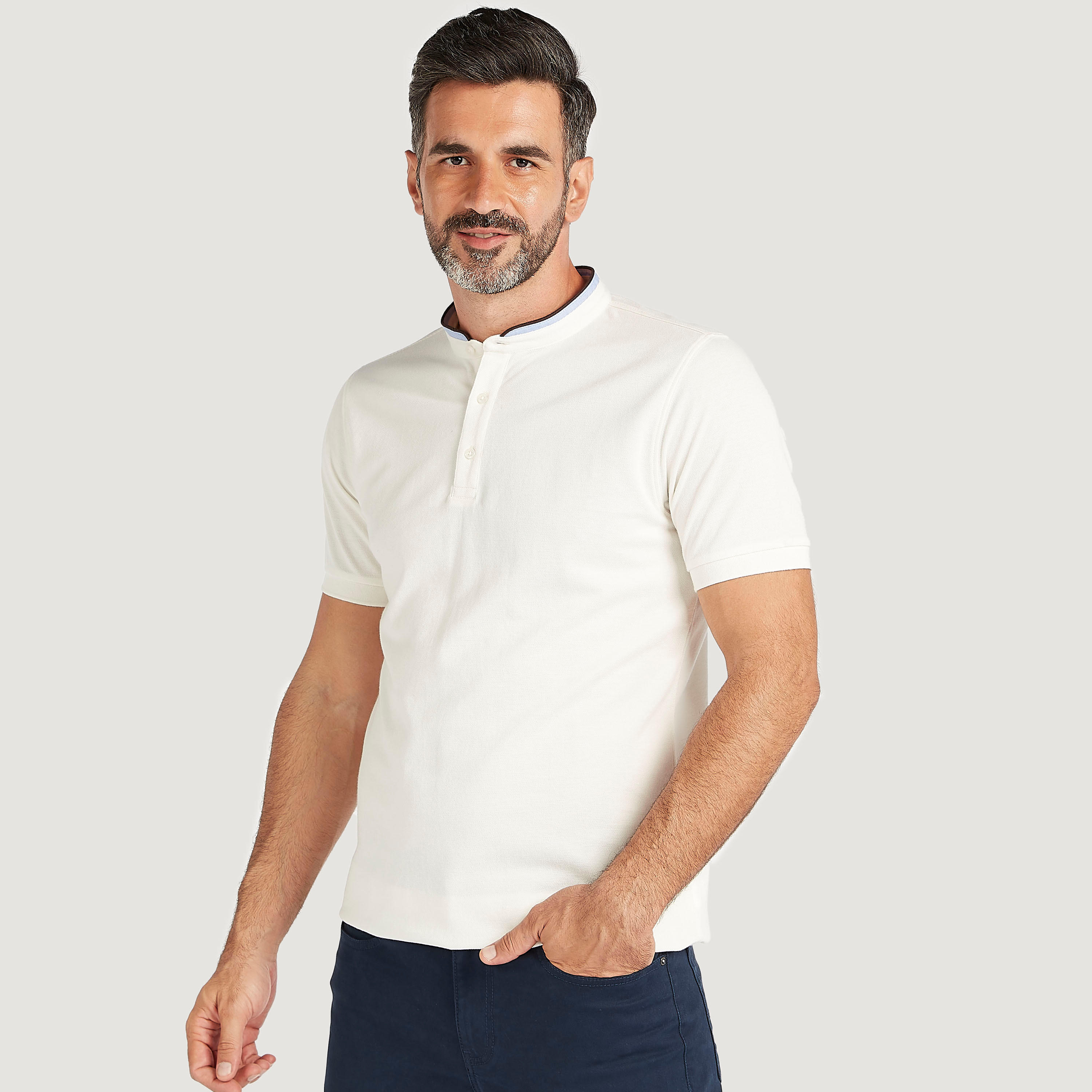 Textured Henley Neck T-shirt with Short Sleeves-men-clothing-tshirtsandpolos-tshirts-image-1