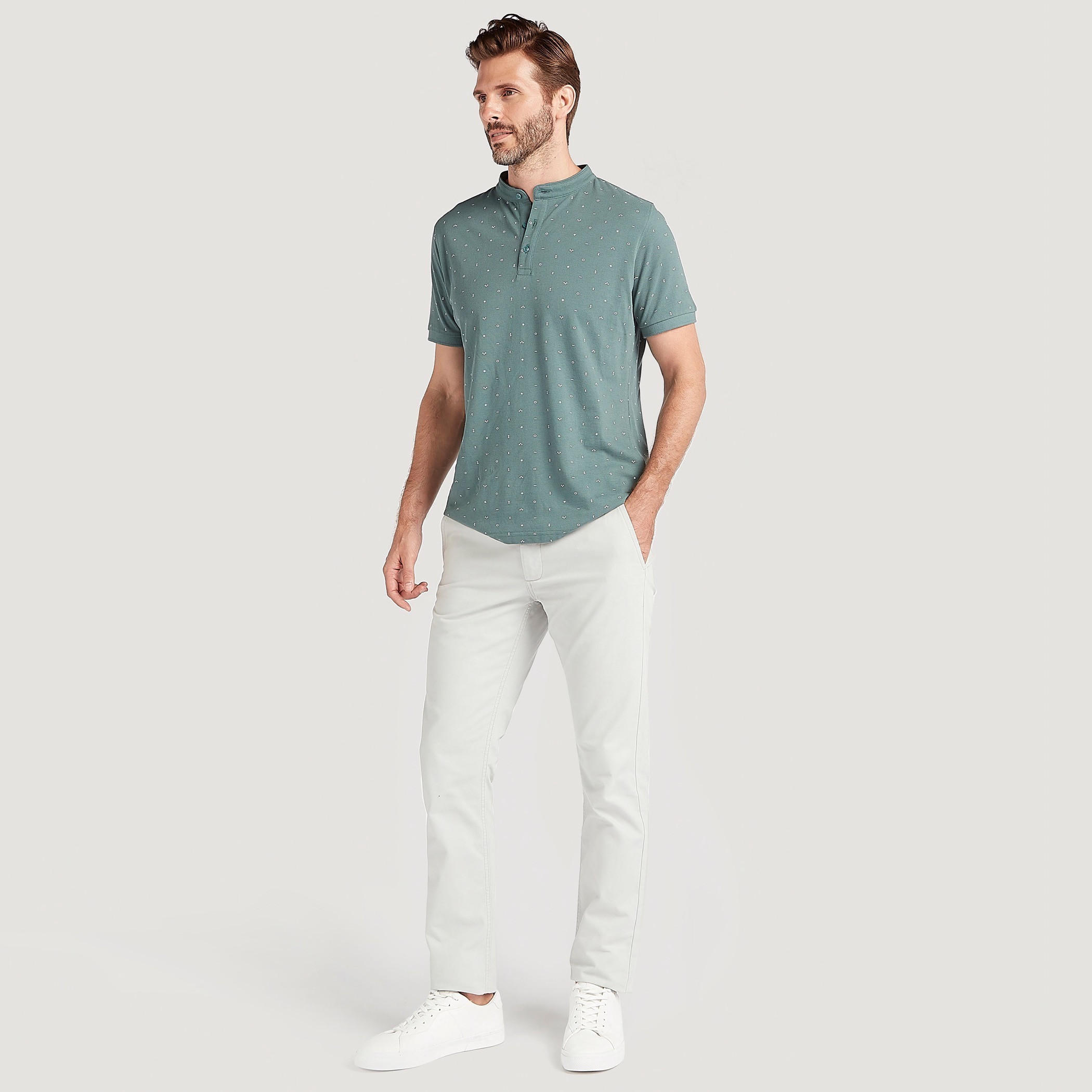 Printed T-shirt with Henley Collar and Short Sleeves-men-clothing-tshirtsandpolos-polos-image-2