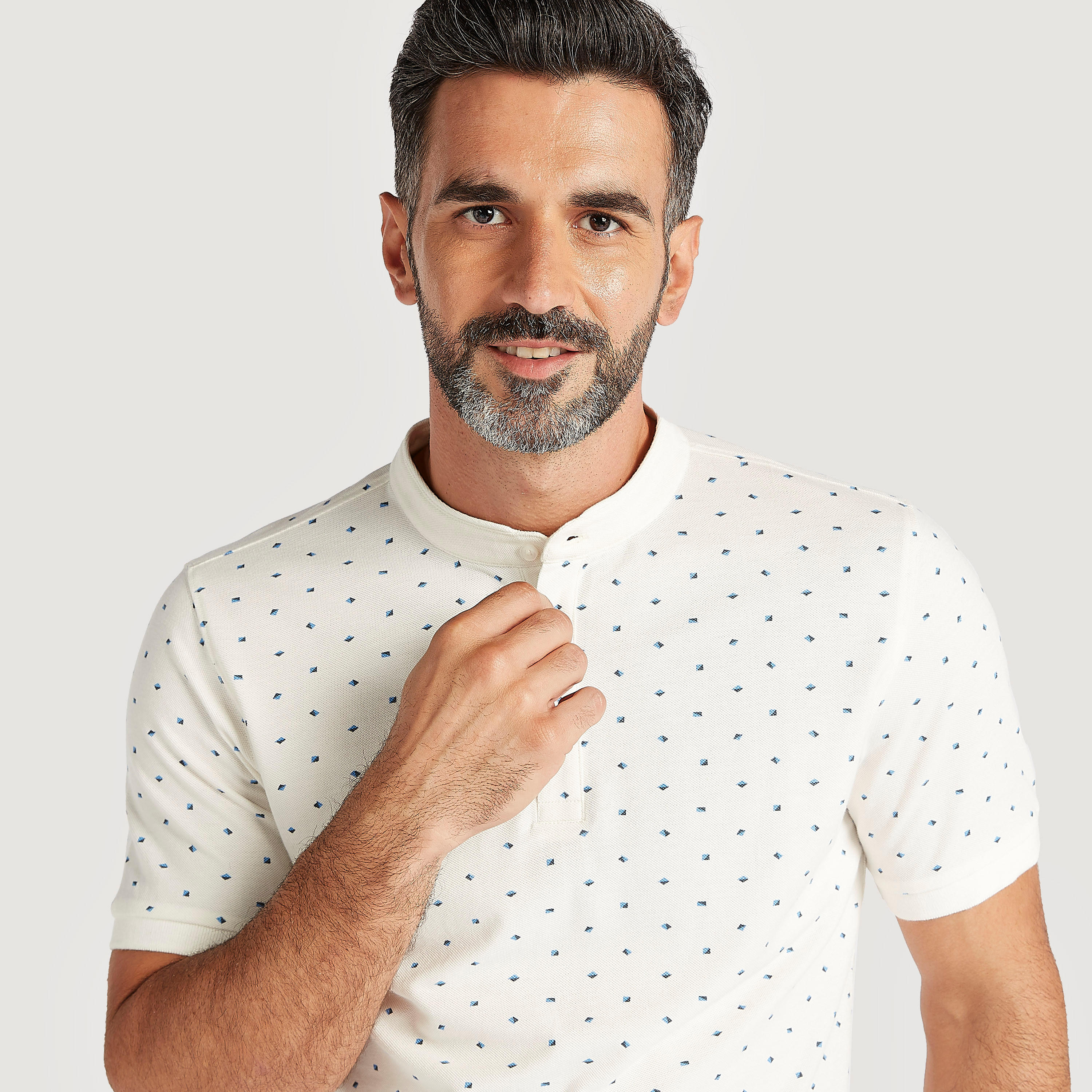 Printed Henley Neck T-shirt with Short Sleeves-men-clothing-tshirtsandpolos-polos-image-3