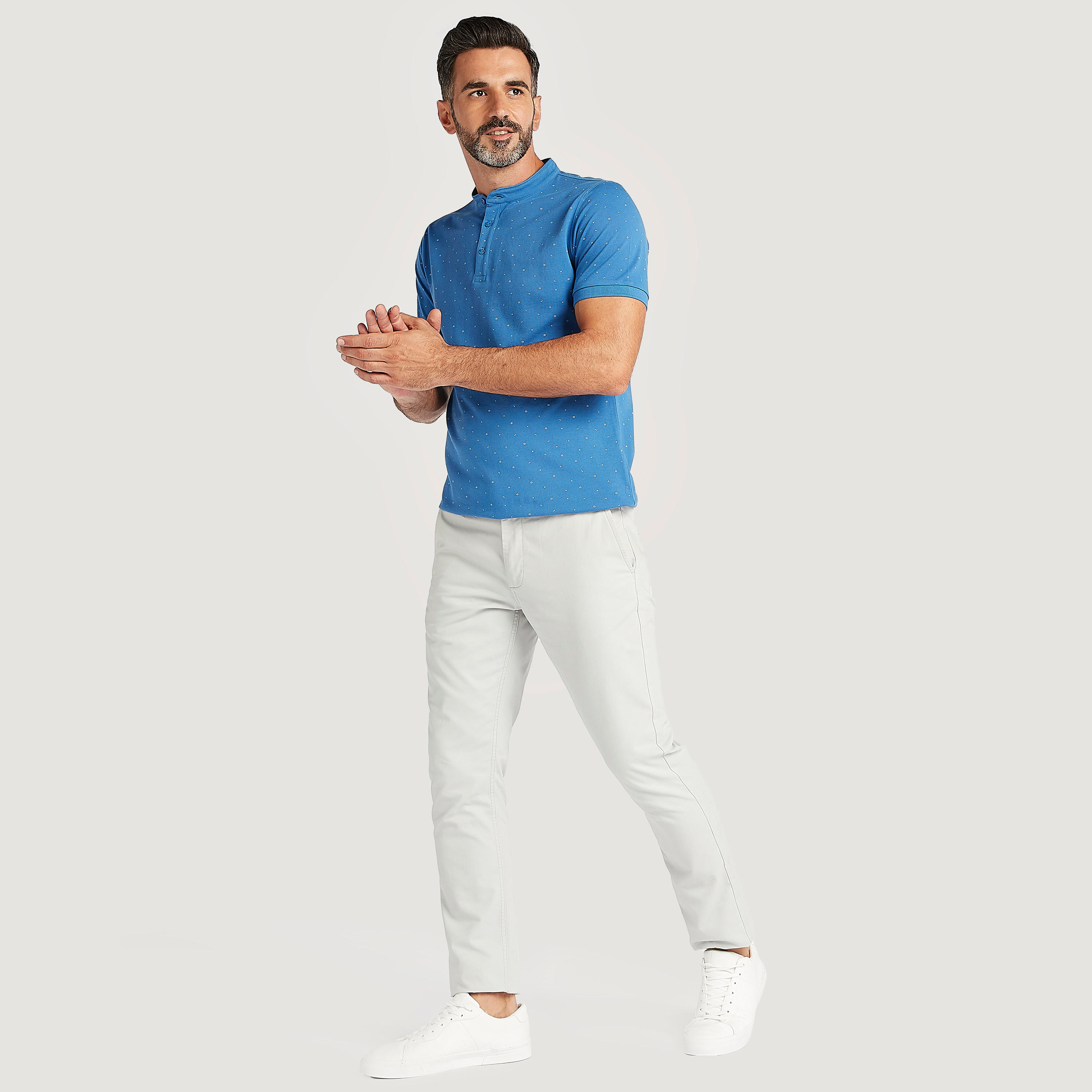 Printed Henley Neck T-shirt with Short Sleeves-men-clothing-tshirtsandpolos-polos-image-2