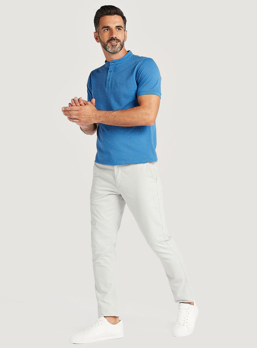 Printed Henley Neck T-shirt with Short Sleeves-men-clothing-tshirtsandpolos-polos-image-2