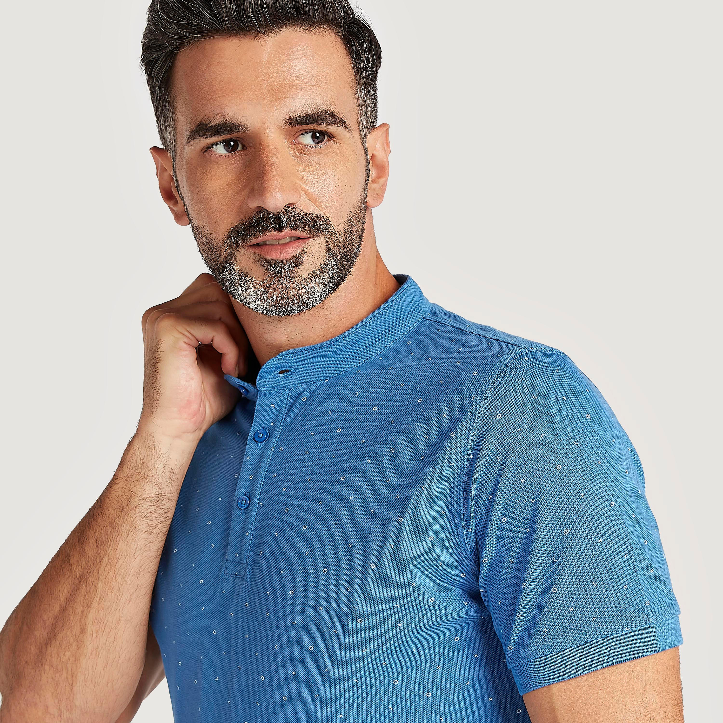 Printed Henley Neck T-shirt with Short Sleeves-men-clothing-tshirtsandpolos-polos-image-3