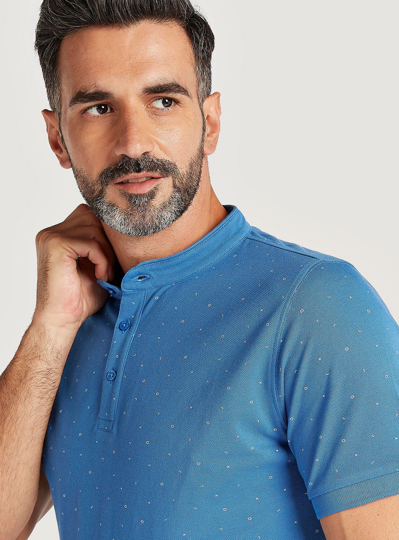 Printed Henley Neck T-shirt with Short Sleeves-men-clothing-tshirtsandpolos-polos-image-3