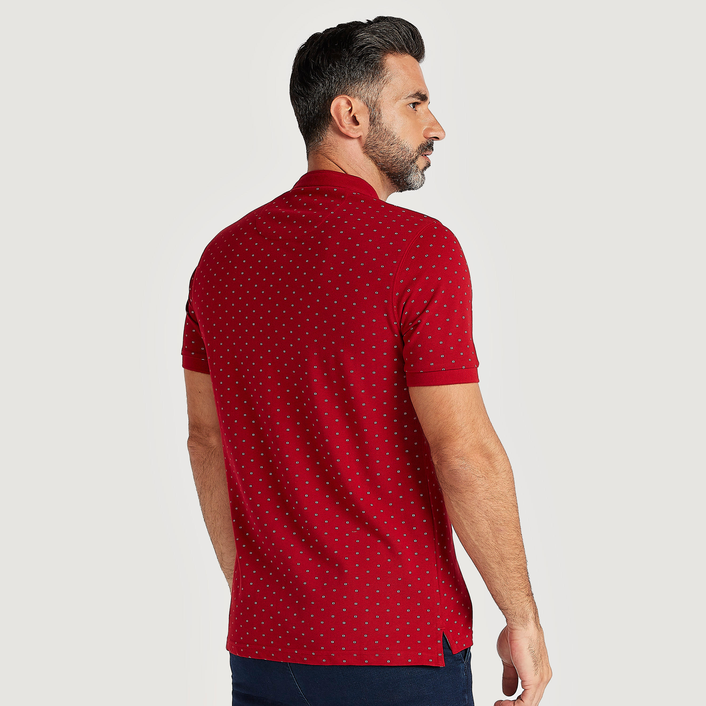Printed Henley Neck T-shirt with Short Sleeves-men-clothing-tshirtsandpolos-polos-image-4