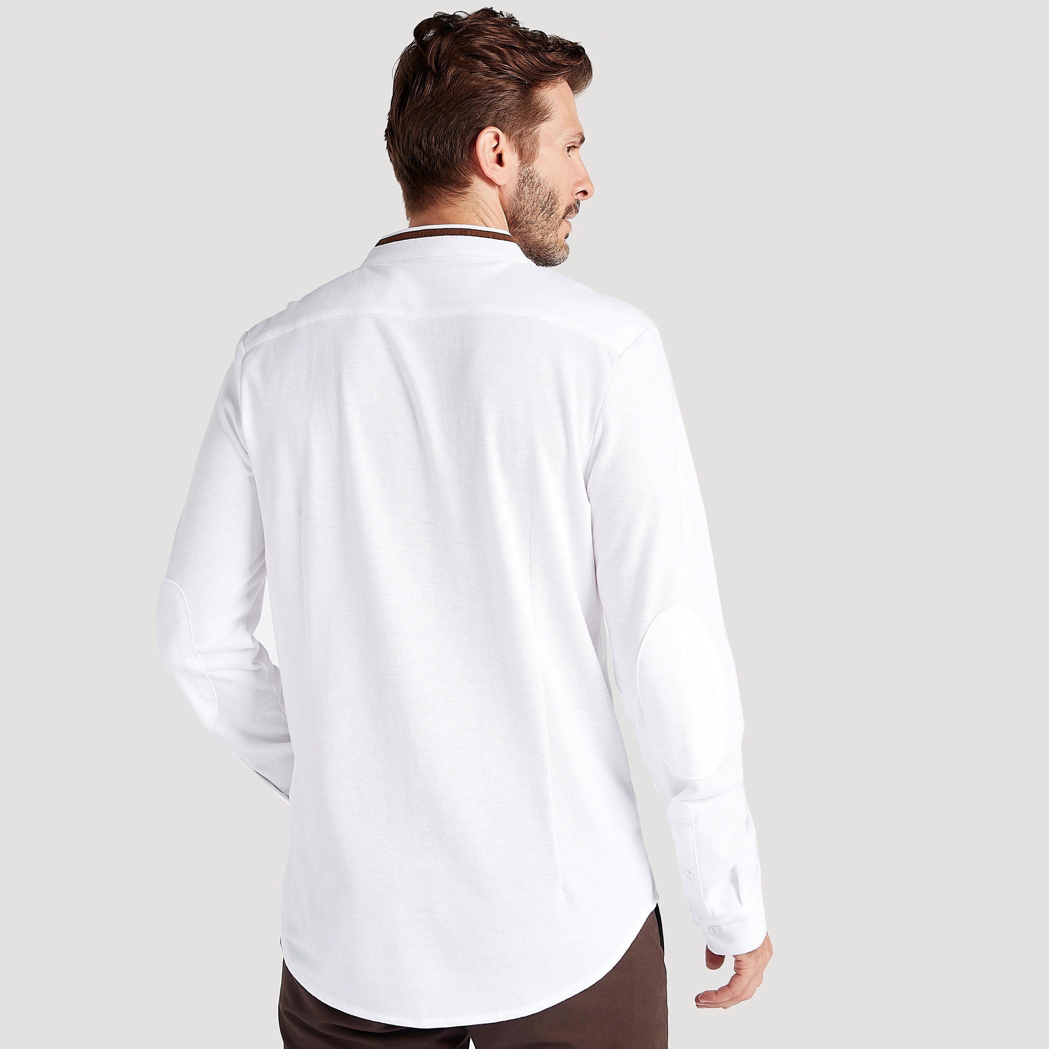 قميص سادة بقصّة سليم وياقة ماندارين وأكمام طويلة-men-clothing-shirts-image-4