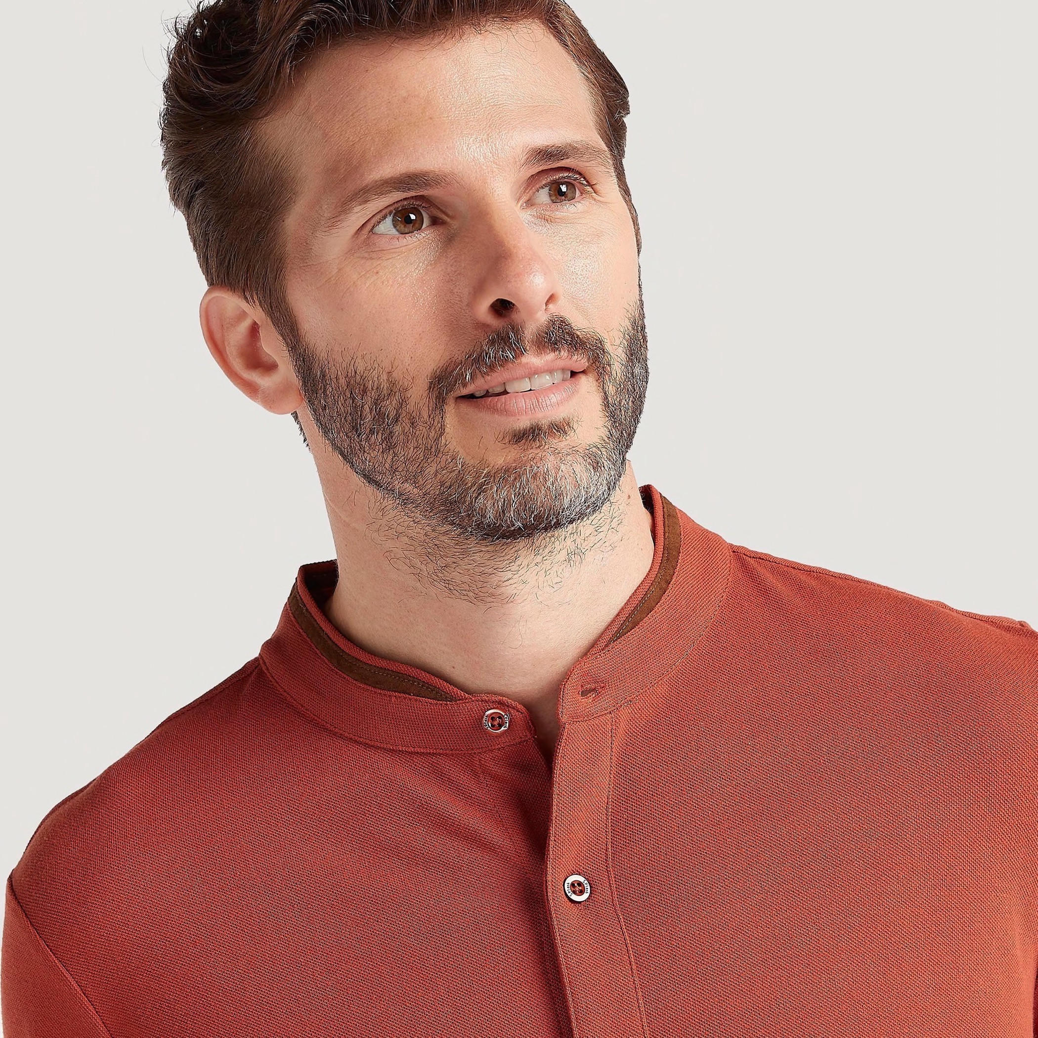 Solid Slim Fit Shirt with Mandarin Neck and Long Sleeves-men-clothing-shirts-image-5