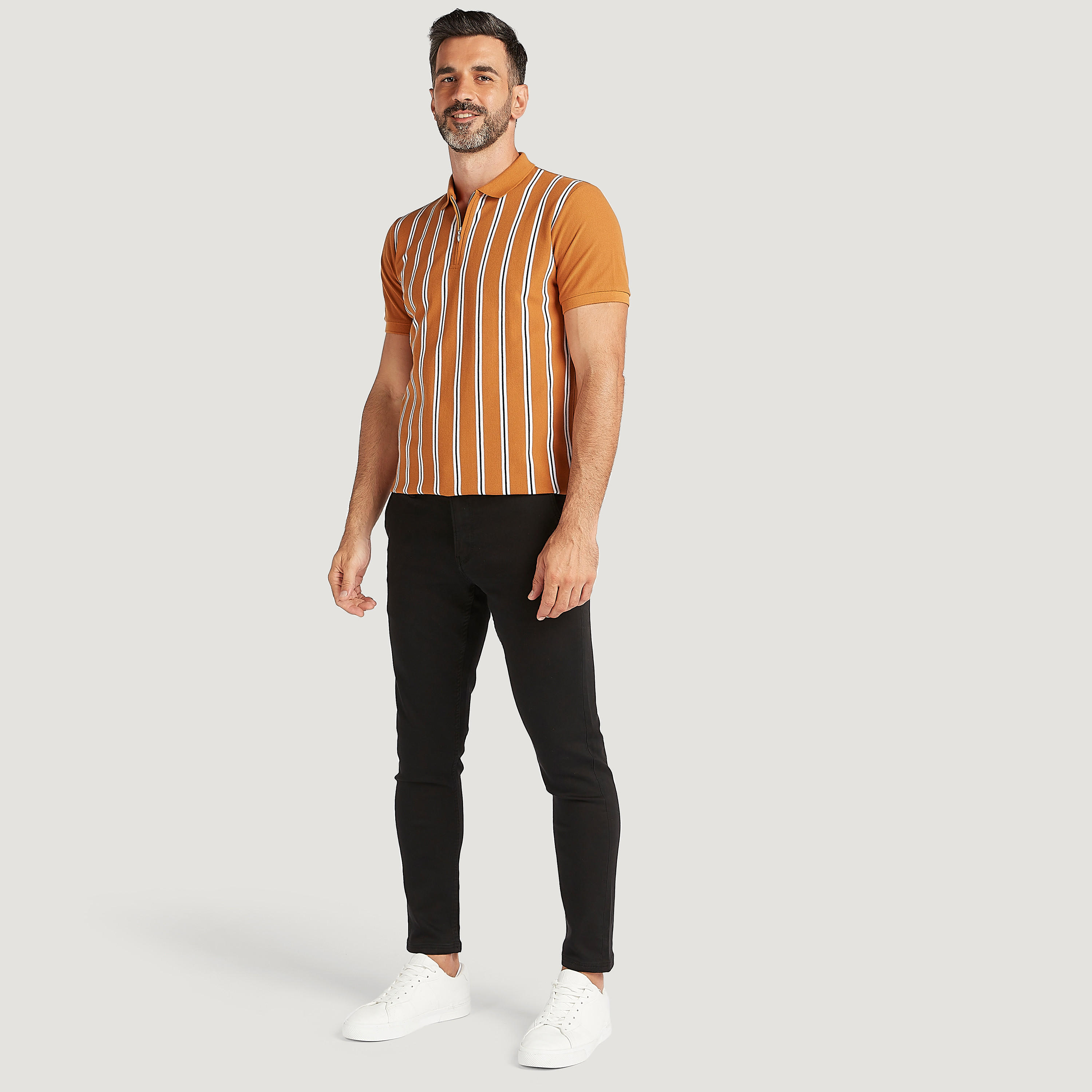 Striped Polo T-shirt with Short Sleeves-men-clothing-tshirtsandpolos-polos-image-2