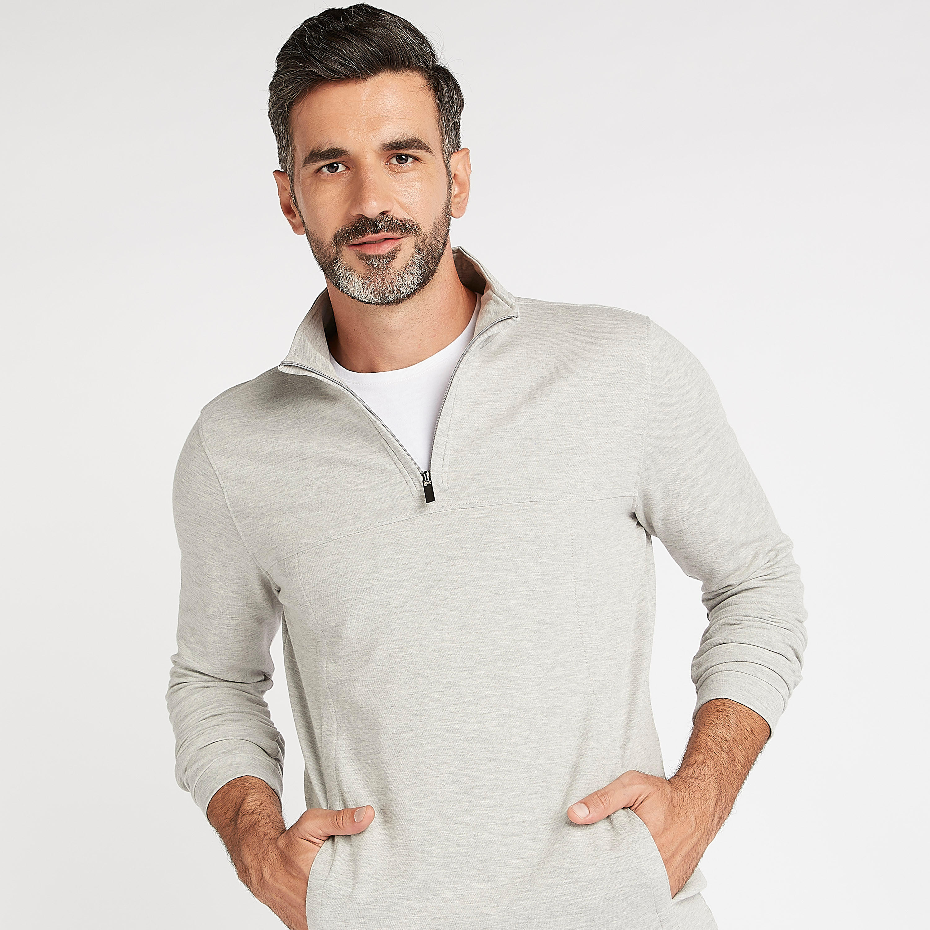 سويت شيرت بارز الملمس بياقة نصف سحاب وأكمام طويلة-men-winterwear-hoodiesandsweatshirts-image-6