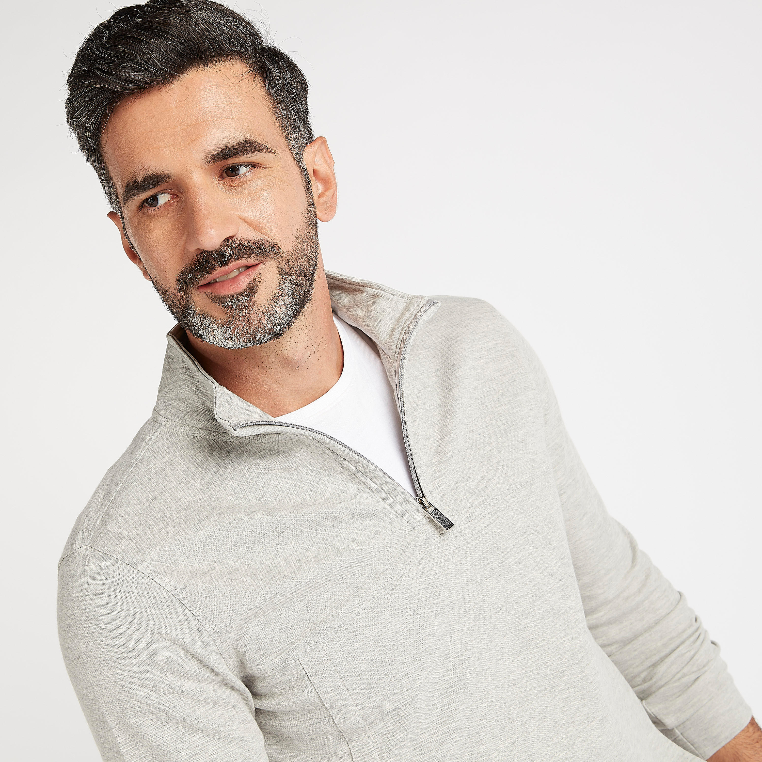 سويت شيرت بارز الملمس بياقة نصف سحاب وأكمام طويلة-men-winterwear-hoodiesandsweatshirts-image-4