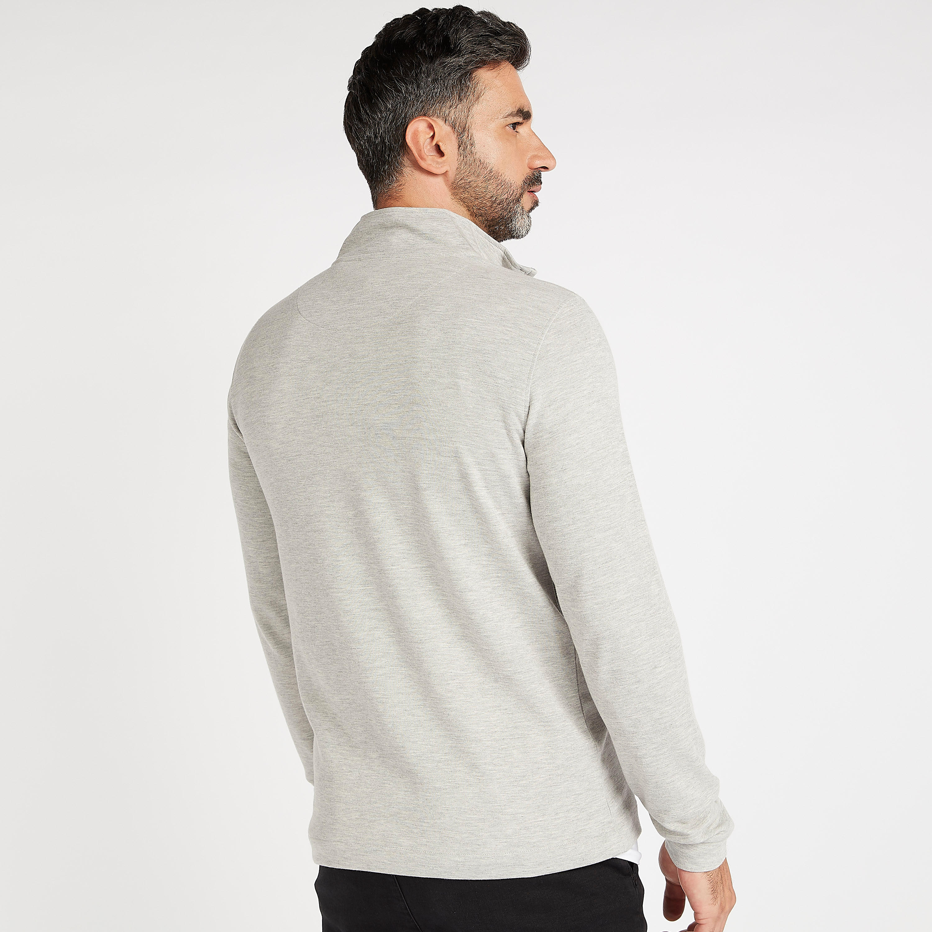 سويت شيرت بارز الملمس بياقة نصف سحاب وأكمام طويلة-men-winterwear-hoodiesandsweatshirts-image-3