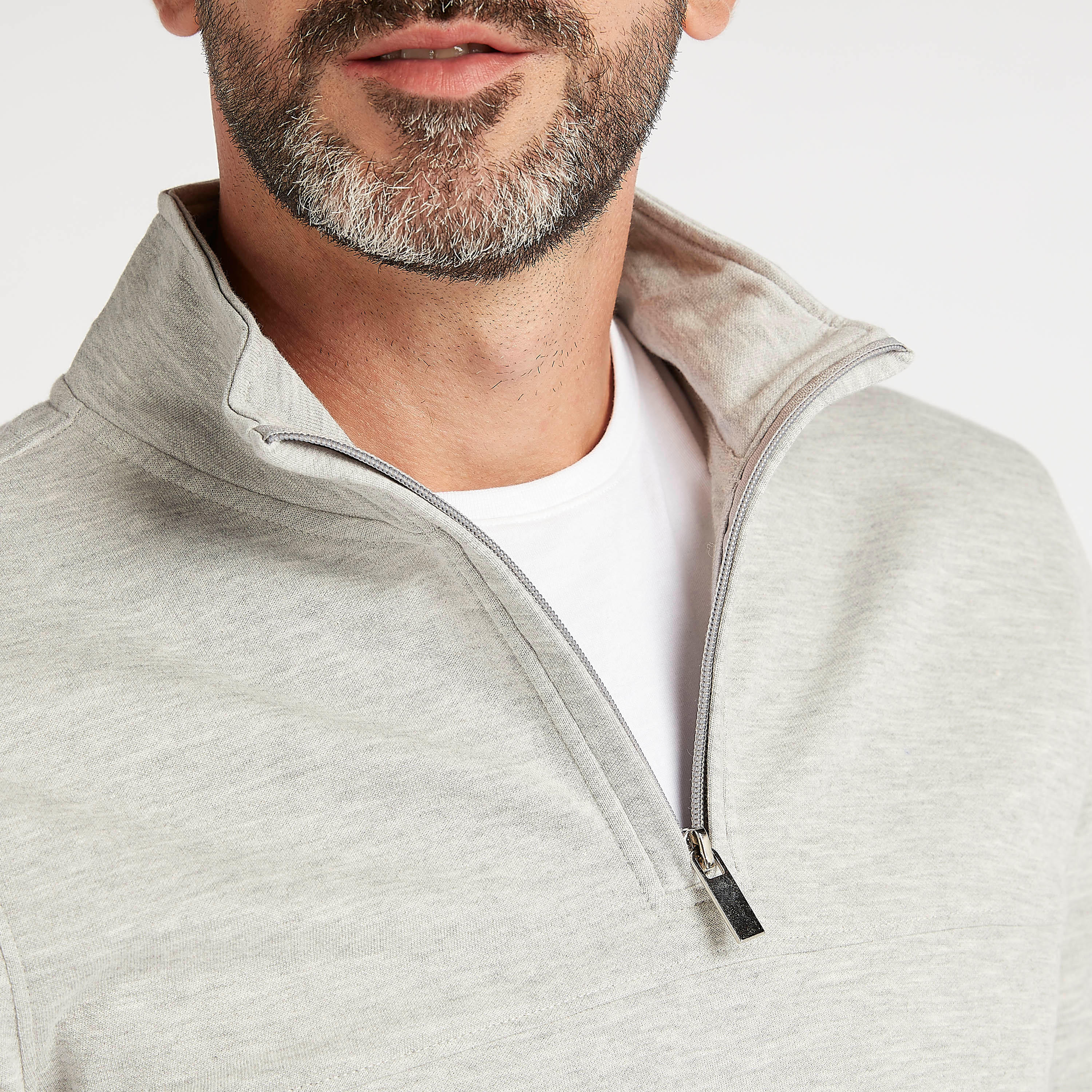 سويت شيرت بارز الملمس بياقة نصف سحاب وأكمام طويلة-men-winterwear-hoodiesandsweatshirts-image-2
