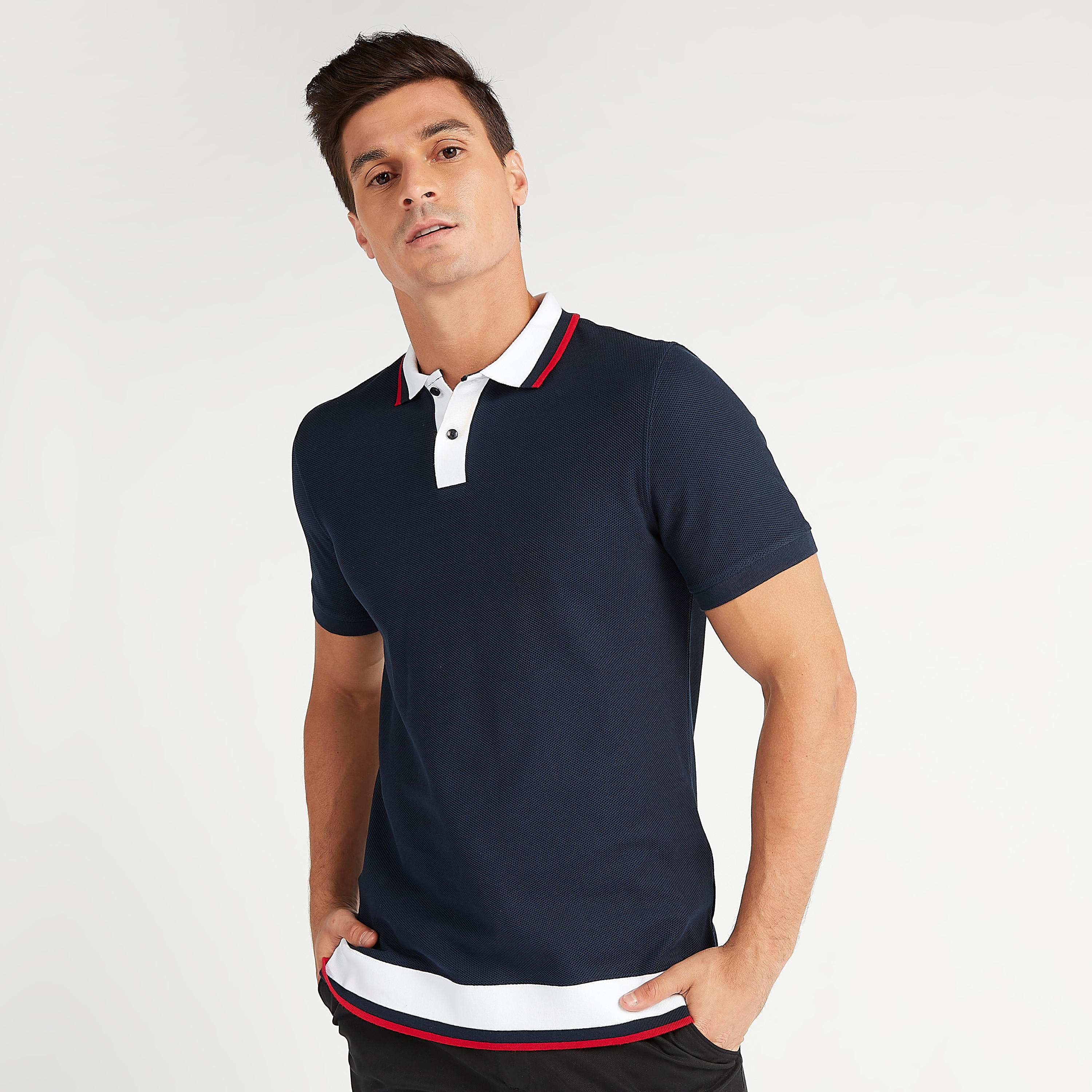 Solid Detail Polo T-shirt with Short Sleeves-men-clothing-tshirtsandpolos-polos-image-1
