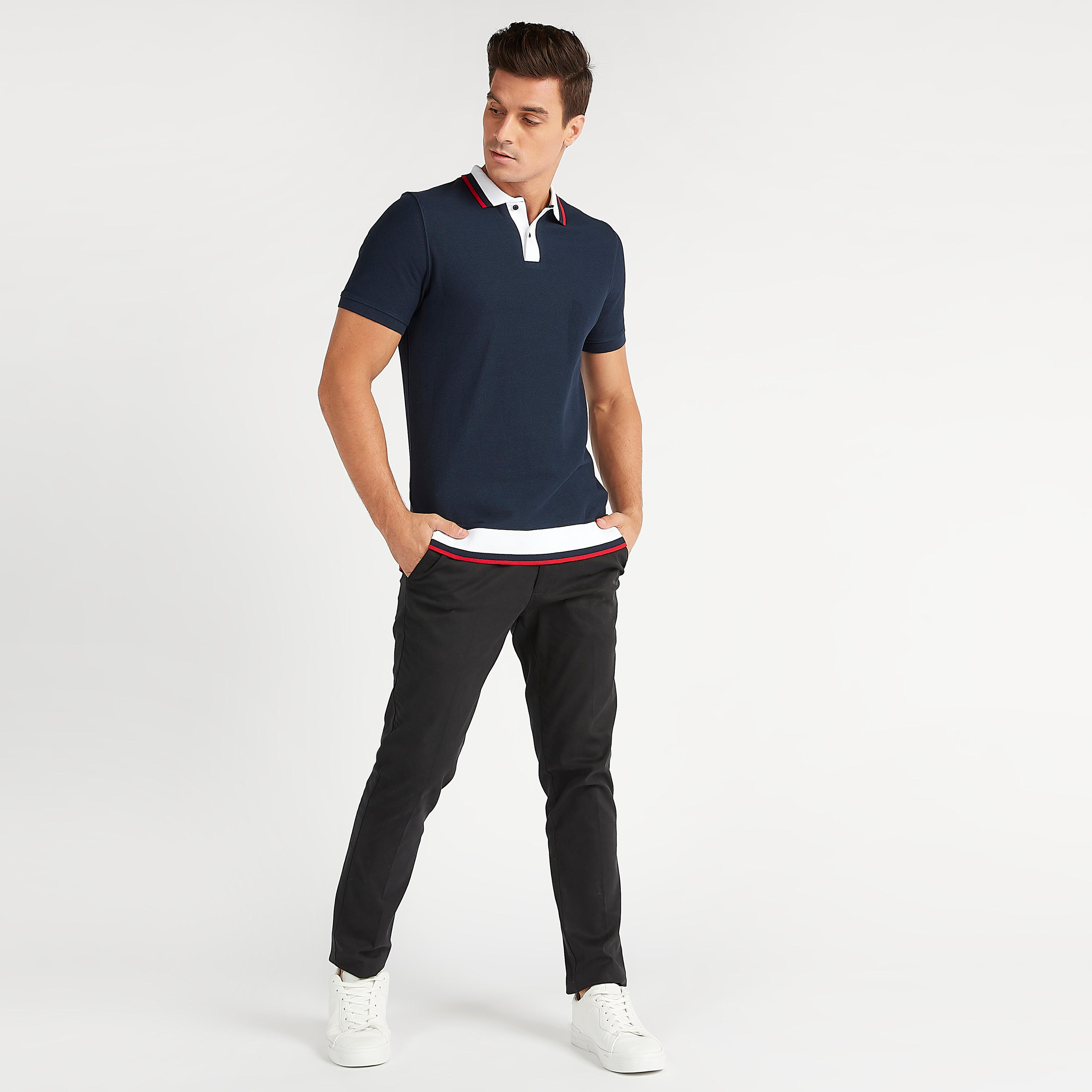 Solid Detail Polo T-shirt with Short Sleeves-men-clothing-tshirtsandpolos-polos-image-2
