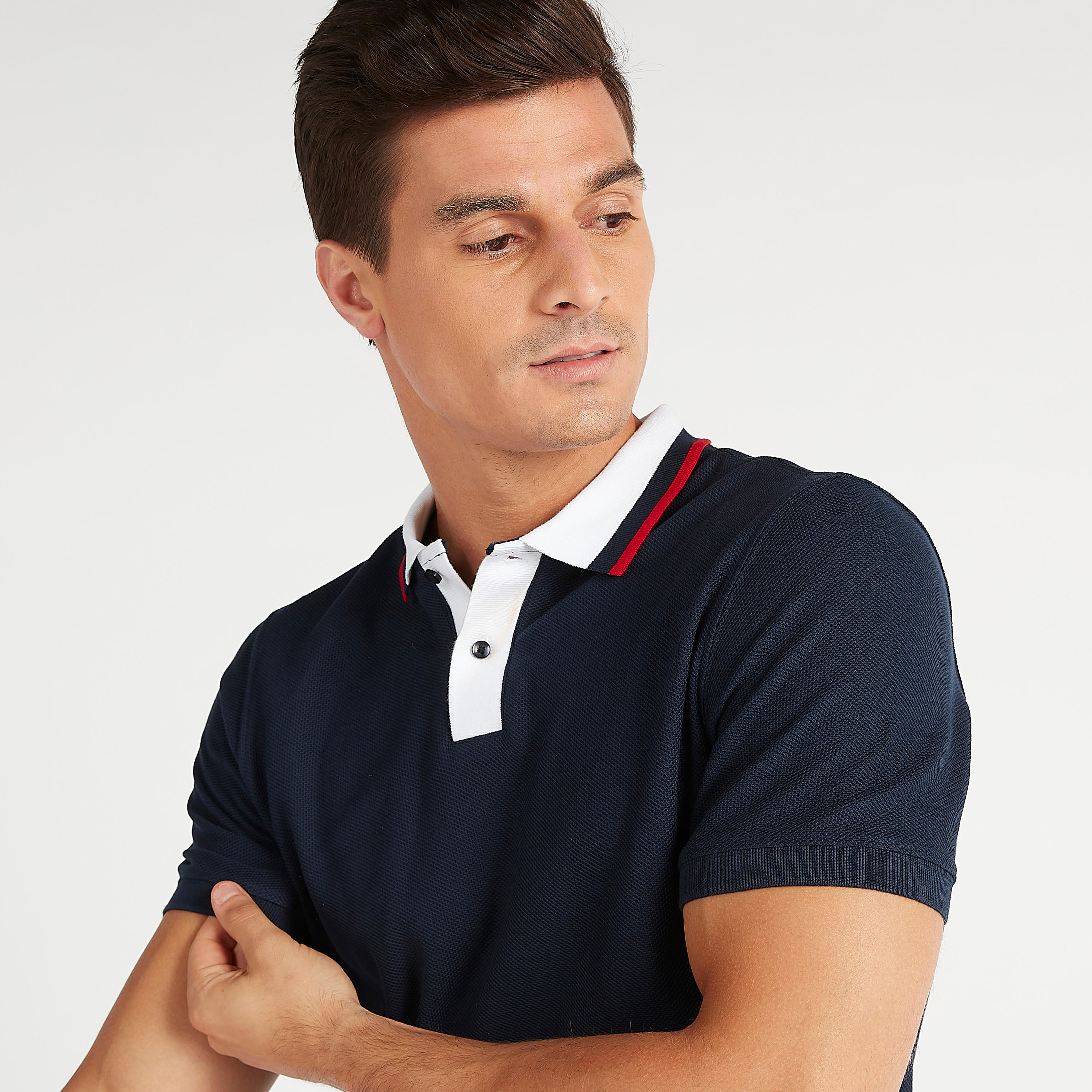 Solid Detail Polo T-shirt with Short Sleeves-men-clothing-tshirtsandpolos-polos-image-3
