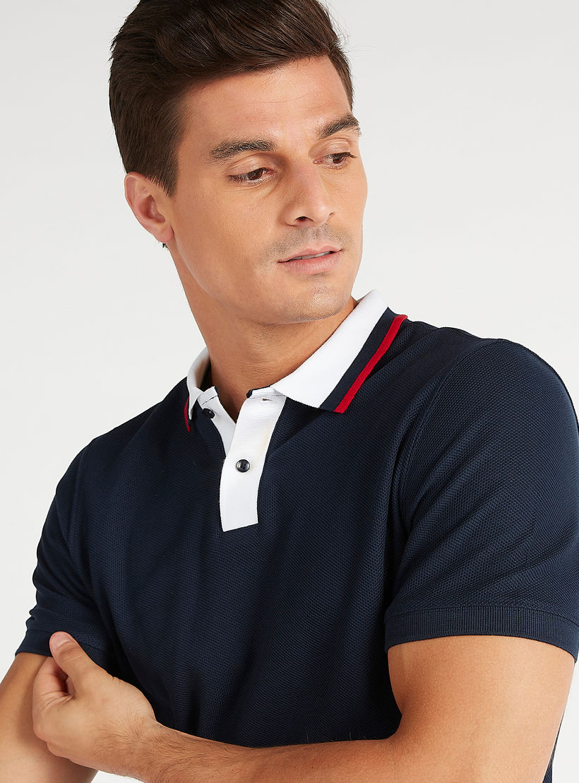 Solid Detail Polo T-shirt with Short Sleeves-men-clothing-tshirtsandpolos-polos-image-3