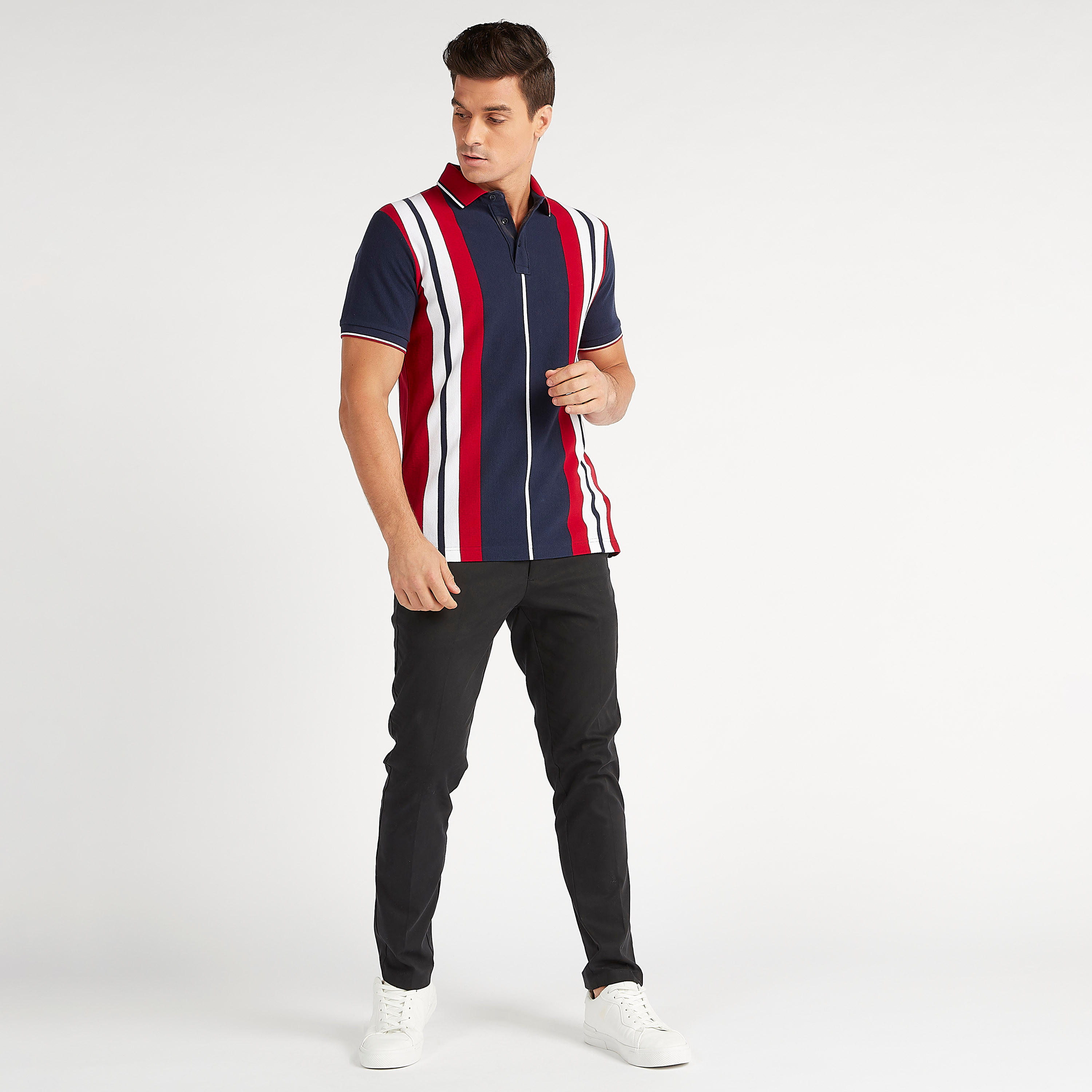 Striped Polo T-shirt with Short Sleeves-men-clothing-tshirtsandpolos-polos-image-2