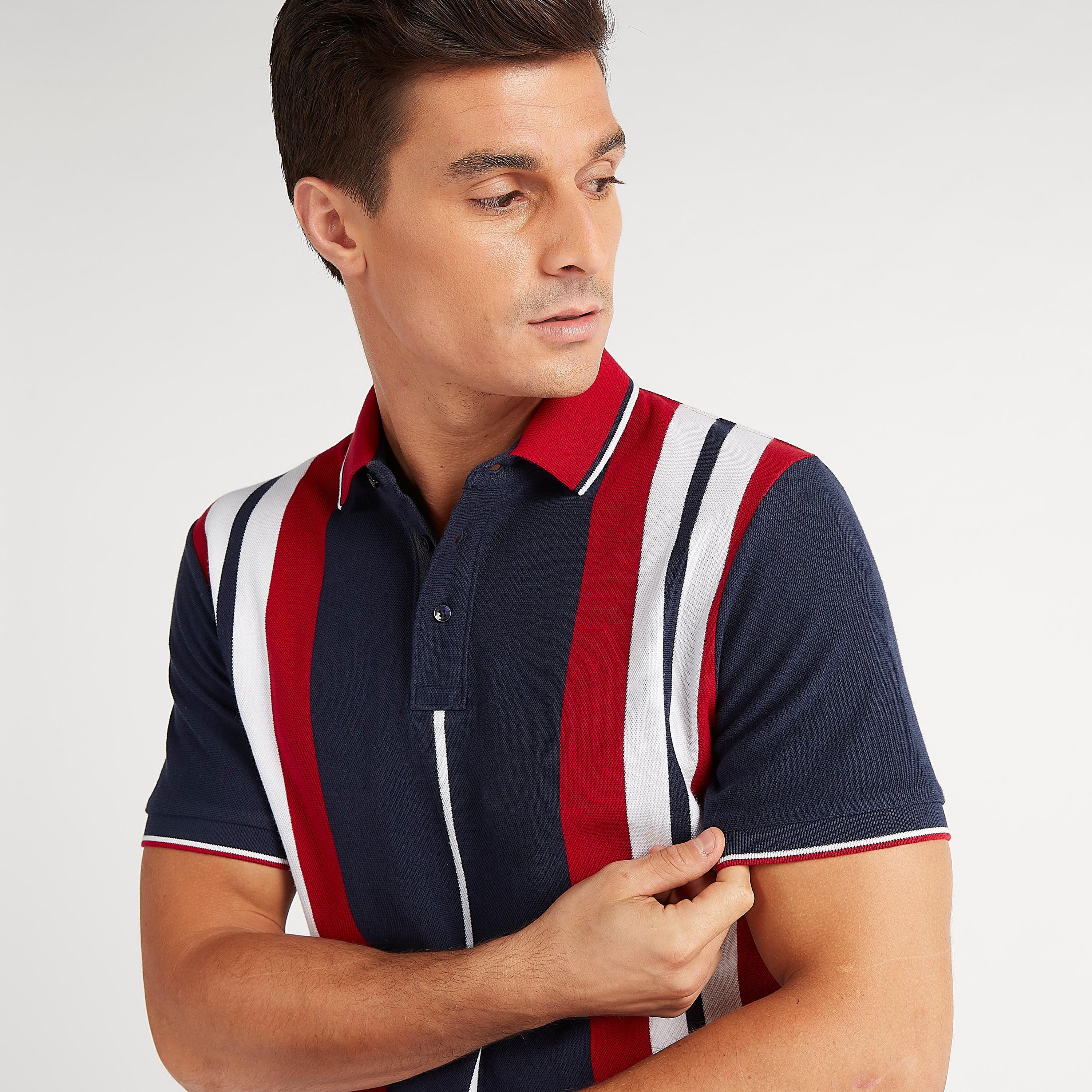 Striped Polo T-shirt with Short Sleeves-men-clothing-tshirtsandpolos-polos-image-3