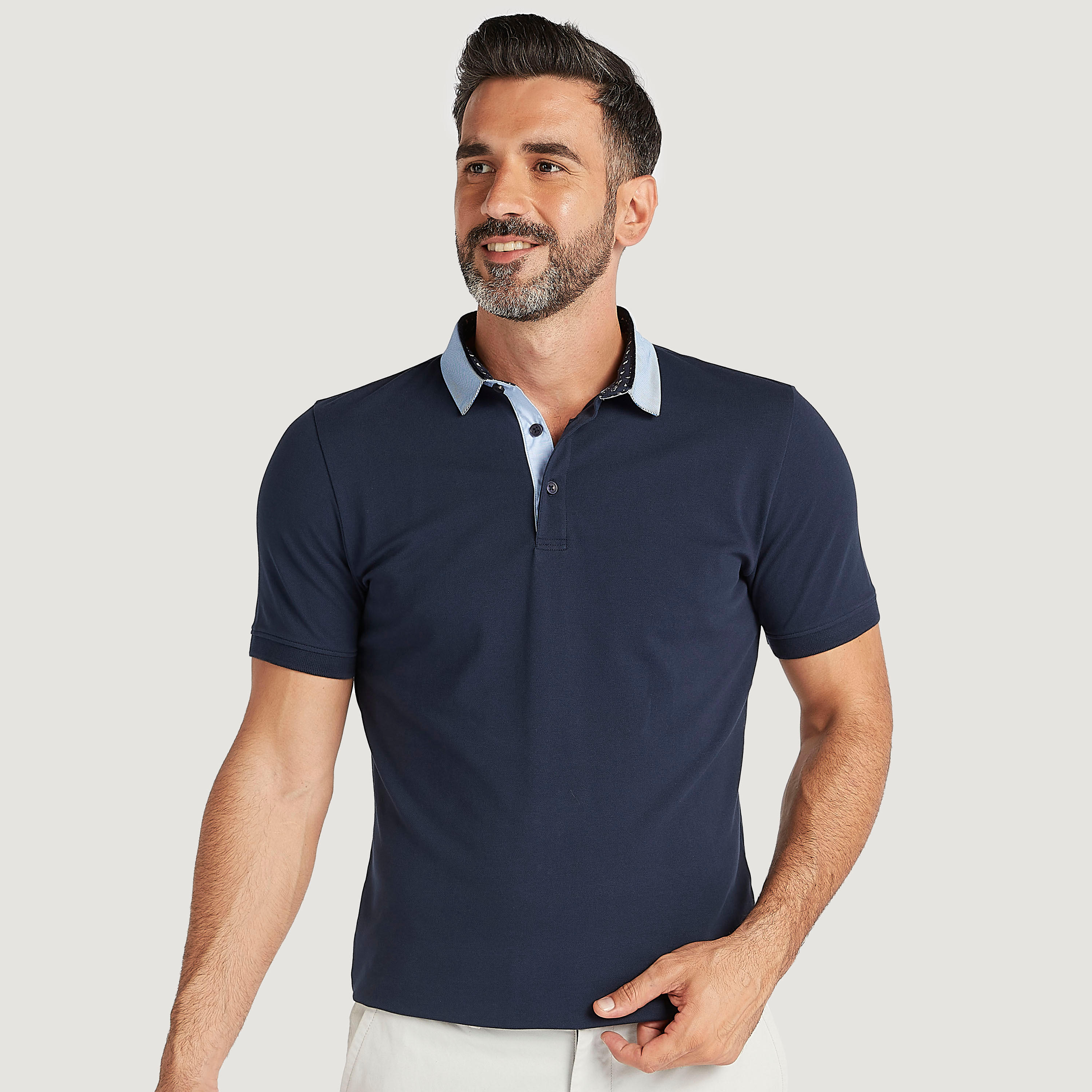 Textured Polo T-shirt with Short Sleeves-men-clothing-tshirtsandpolos-polos-image-1