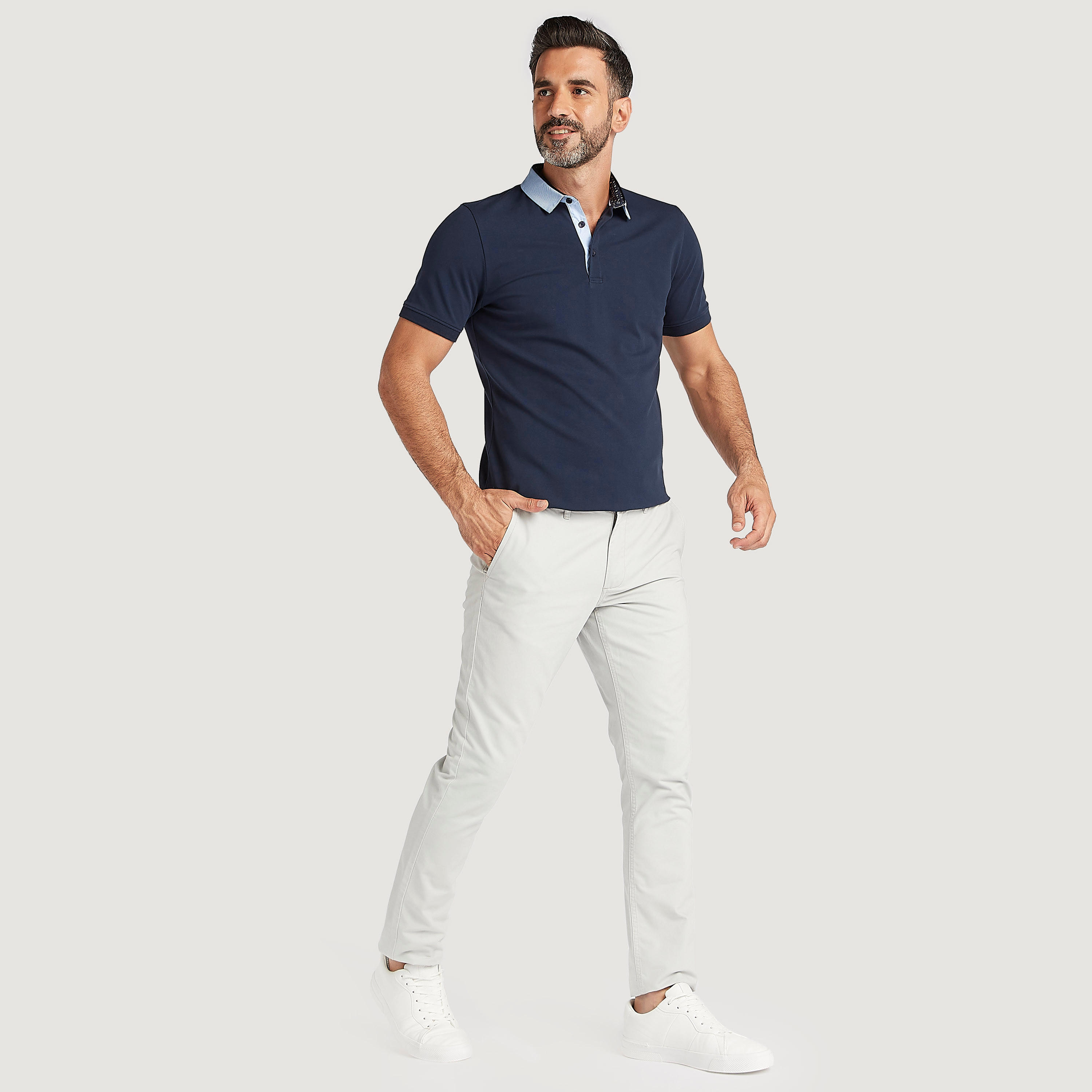Textured Polo T-shirt with Short Sleeves-men-clothing-tshirtsandpolos-polos-image-2