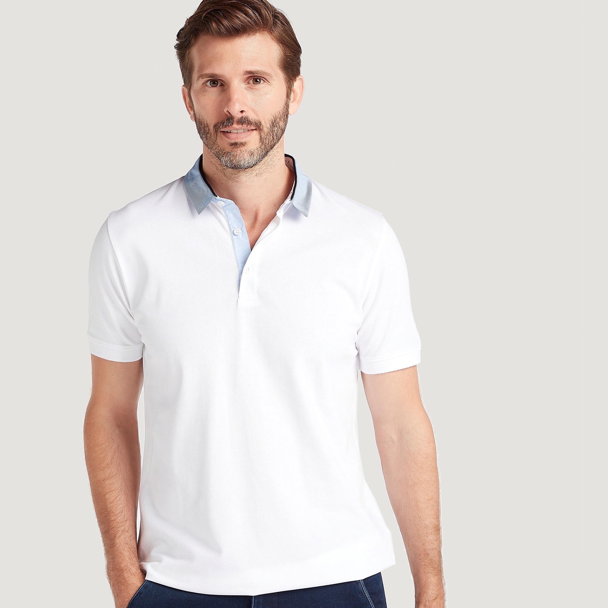 Solid Polo T-shirt with Short Sleeves-men-clothing-tshirtsandpolos-polos-image-1